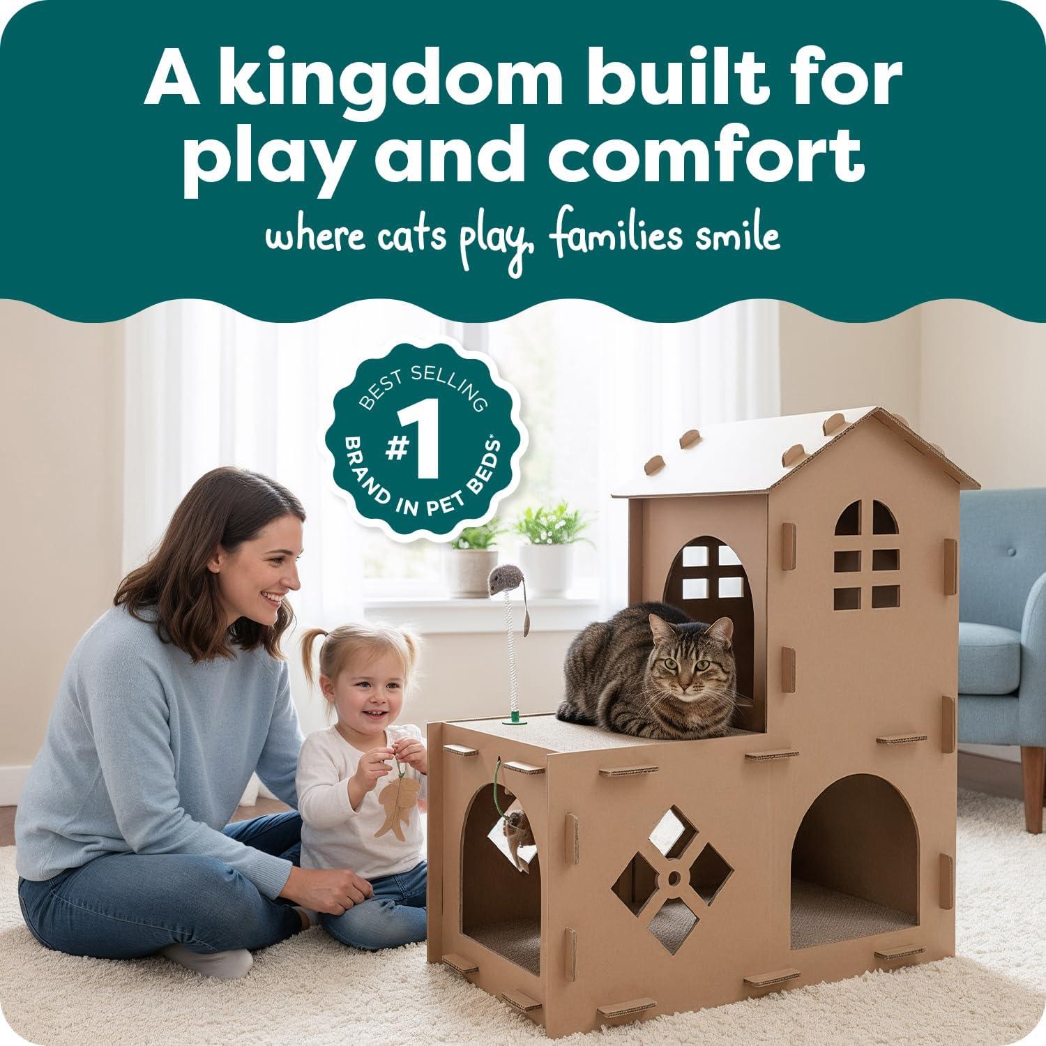 imageFurhaven Cardboard Hideout w Catnip for Indoor Cats Ft Scratching Pad Ball Track ampamp Toys Kitty Hideaway Corrugated Cat Scratcher House Cat Print One SizeFarmhouse Playground
