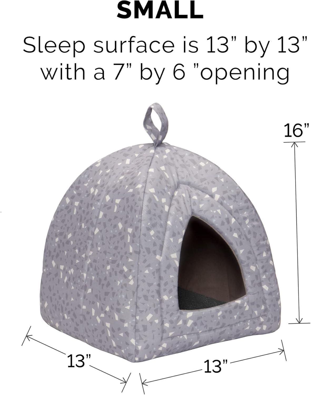imageFurhaven Cat Bed Cave for Indoor Cats ampamp Small Dogs Washable ampamp Foldable w Removable Cushion Polycanvas Print Pet Tent Gray Terazzo Small