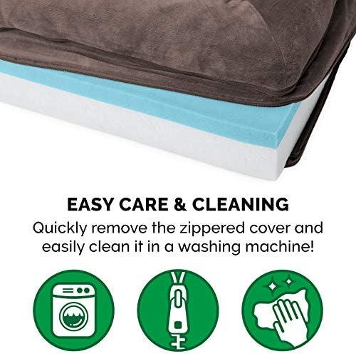 imageFurhaven Cooling Gel Dog Bed for Large Dogs w Removable Bolsters ampamp Washable Cover For Dogs Up to 95 lbs Plush ampamp Suede Sofa Deep Pool JumboXLDriftwood Brown