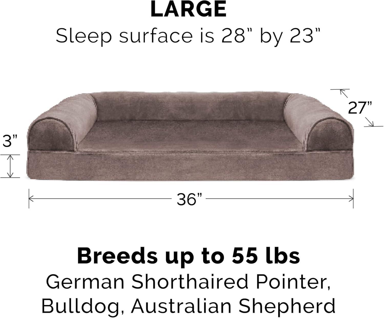 imageFurhaven Cooling Gel Dog Bed for Large Dogs w Removable Bolsters ampamp Washable Cover For Dogs Up to 95 lbs Plush ampamp Suede Sofa Deep Pool JumboXLDriftwood Brown