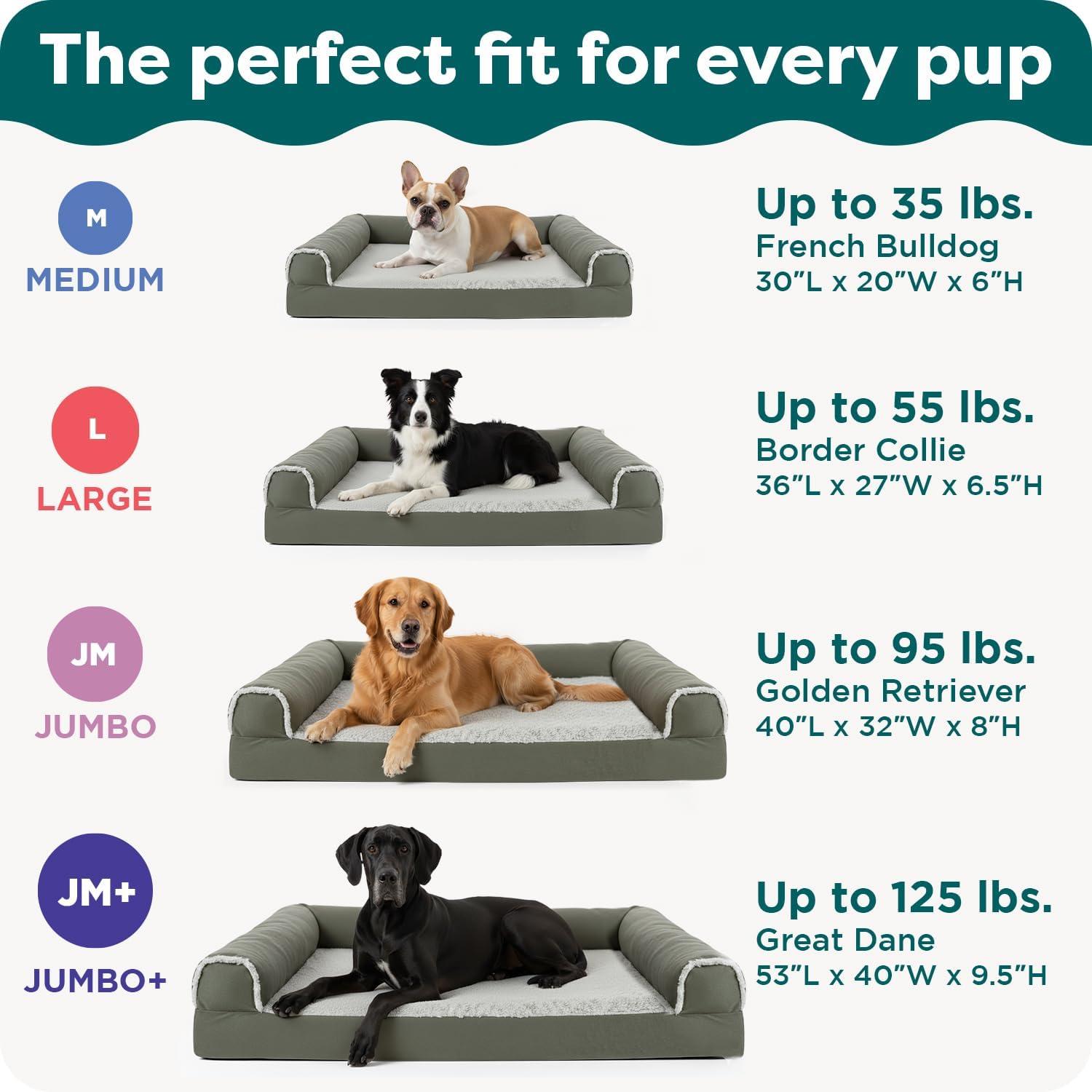 imageFurhaven Cooling Gel Dog Bed for Large Dogs w Removable Bolsters ampamp Washable Cover For Dogs Up to 95 lbs Plush ampamp Suede Sofa Deep Pool JumboXLAlmondine