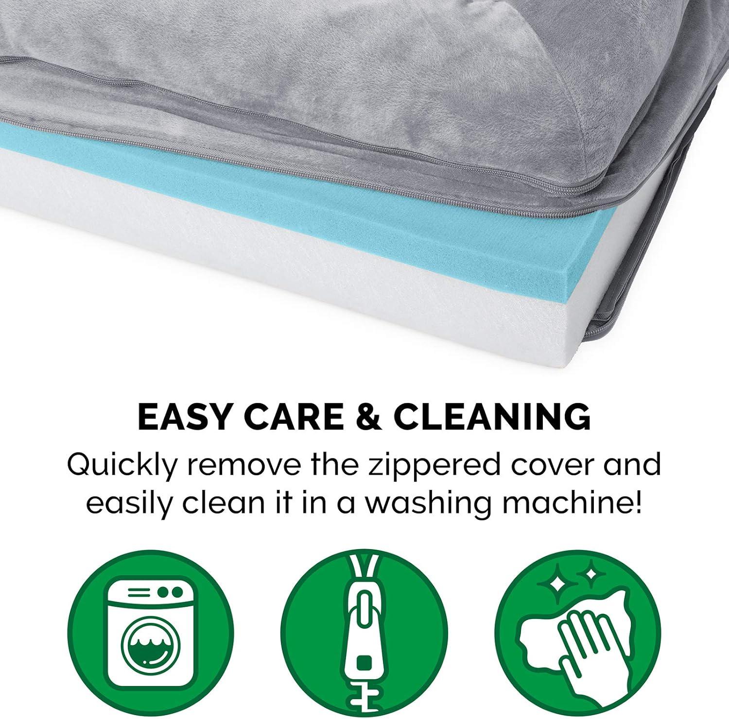 imageFurhaven Cooling Gel Dog Bed for Large Dogs w Removable Bolsters ampamp Washable Cover For Dogs Up to 95 lbs Plush ampamp Suede Sofa Deep Pool JumboXLSmoke Gray