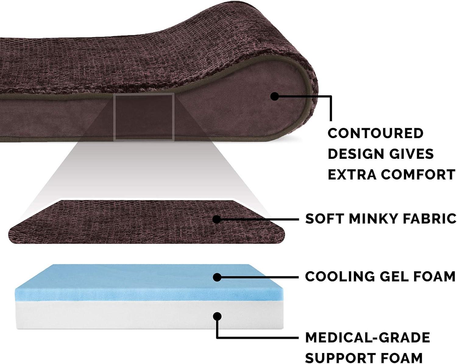 imageFurhaven Cooling Gel Dog Bed for Large Dogs w Removable Washable Cover For Dogs Up to 75 lbs Ultra Plush Faux Fur ampamp Suede Luxe Lounger Contour Mattress Chocolate JumboXLEspresso