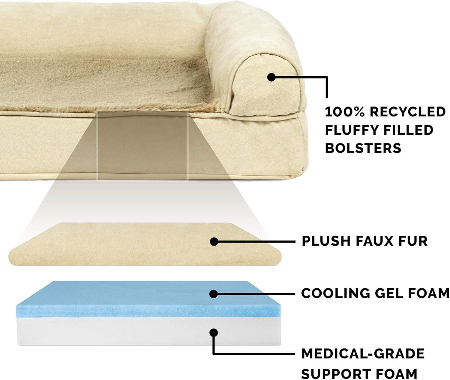 imageFurhaven Cooling Gel Dog Bed for Large Dogs w Removable Washable Cover For Dogs Up to 75 lbs Ultra Plush Faux Fur ampamp Suede Luxe Lounger Contour Mattress Chocolate JumboXLClay Plush Suede