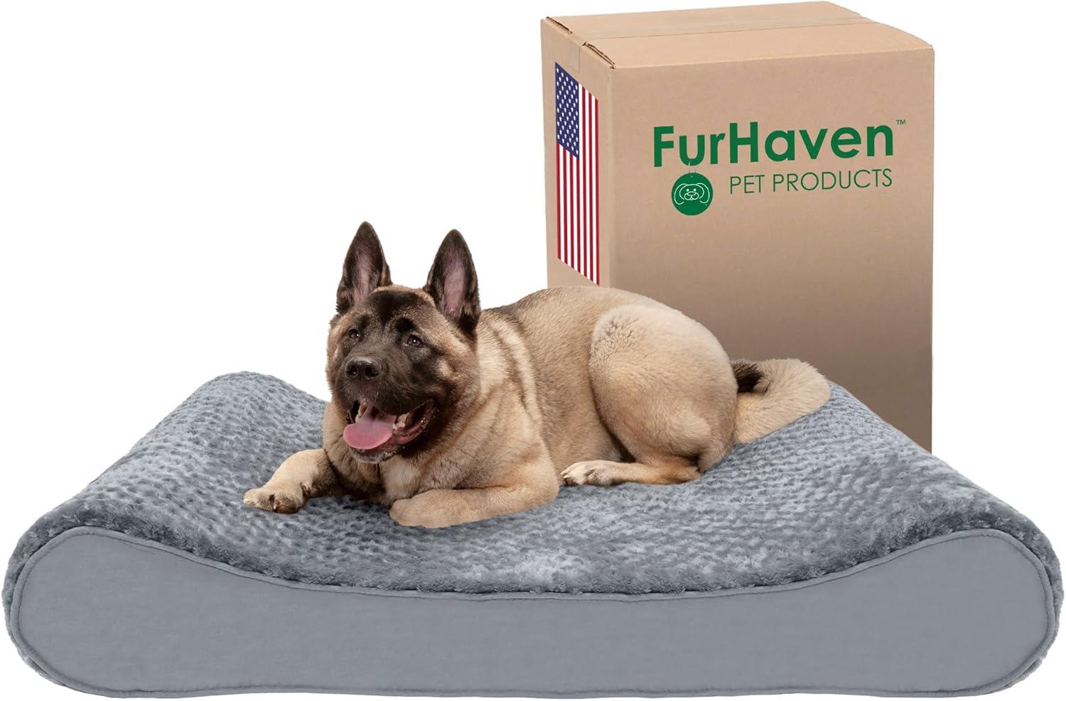 imageFurhaven Cooling Gel Dog Bed for Large Dogs w Removable Washable Cover For Dogs Up to 75 lbs Ultra Plush Faux Fur ampamp Suede Luxe Lounger Contour Mattress Chocolate JumboXLGray