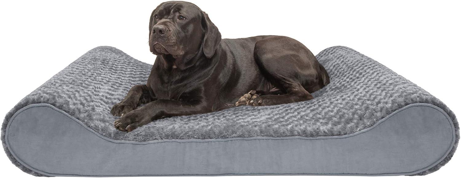 imageFurhaven Cooling Gel Dog Bed for Large Dogs w Removable Washable Cover For Dogs Up to 75 lbs Ultra Plush Faux Fur ampamp Suede Luxe Lounger Contour Mattress Chocolate JumboXLGray