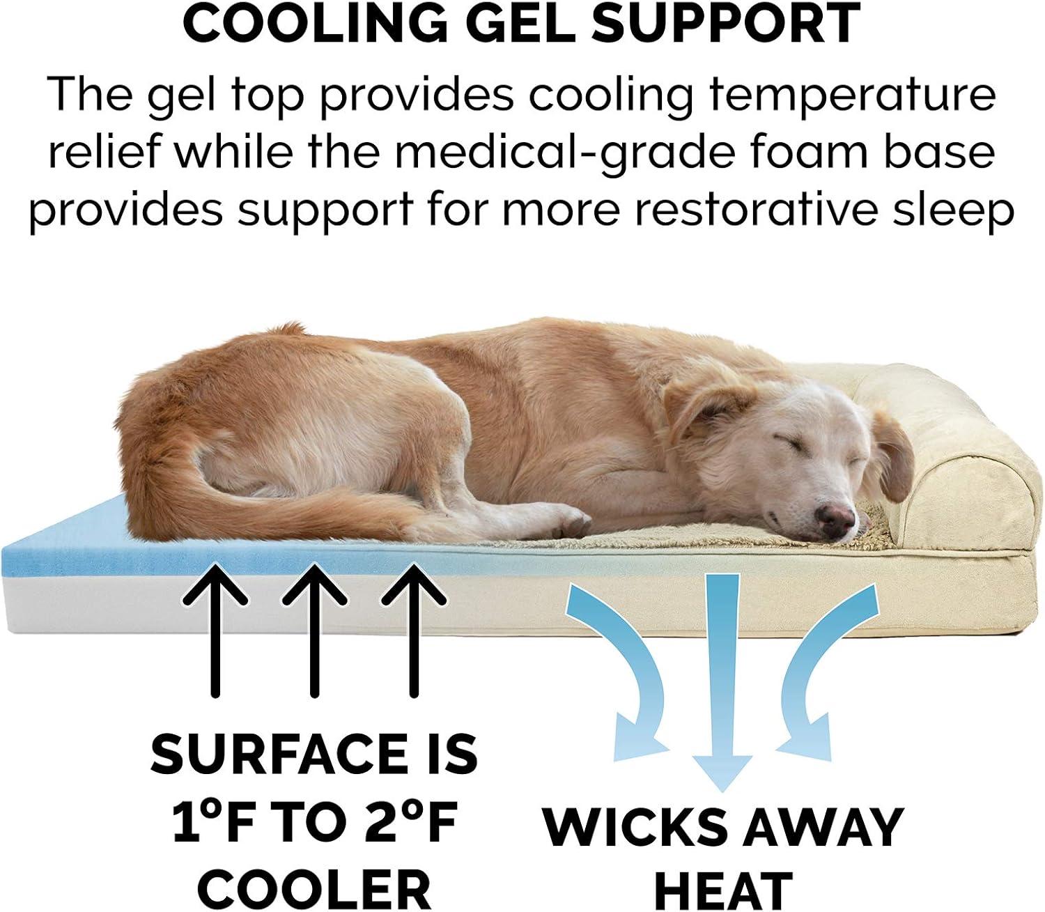 imageFurhaven Cooling Gel Dog Bed for Large Dogs w Removable Washable Cover For Dogs Up to 75 lbs Ultra Plush Faux Fur ampamp Suede Luxe Lounger Contour Mattress Chocolate JumboXLClay Plush Suede