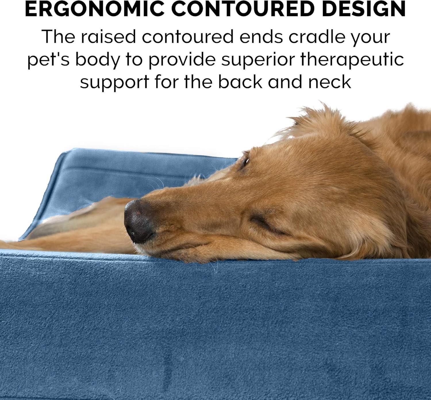 imageFurhaven Cooling Gel Dog Bed for Large Dogs w Removable Washable Cover For Dogs Up to 75 lbs Ultra Plush Faux Fur ampamp Suede Luxe Lounger Contour Mattress Chocolate JumboXLStellar Blue Microvelvet Luxe