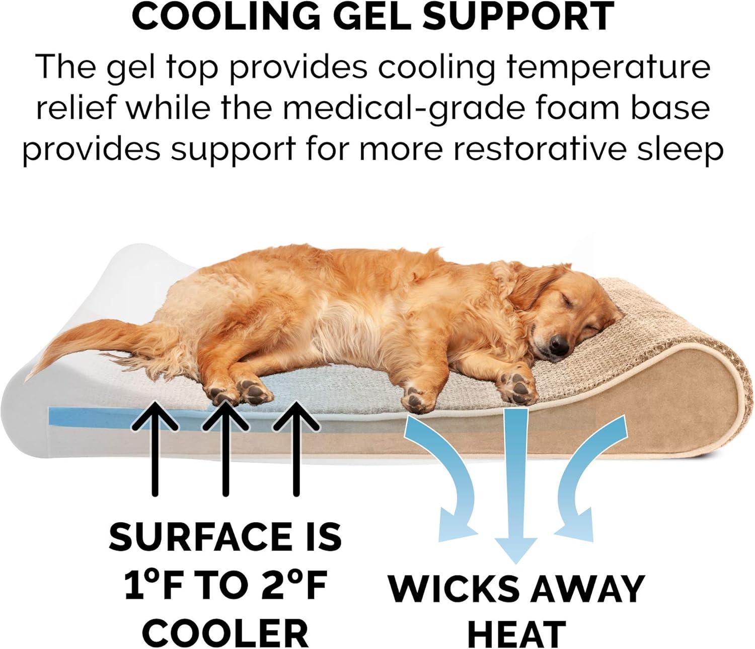 imageFurhaven Cooling Gel Dog Bed for Large Dogs w Removable Washable Cover For Dogs Up to 75 lbs Ultra Plush Faux Fur ampamp Suede Luxe Lounger Contour Mattress Chocolate JumboXLCamel