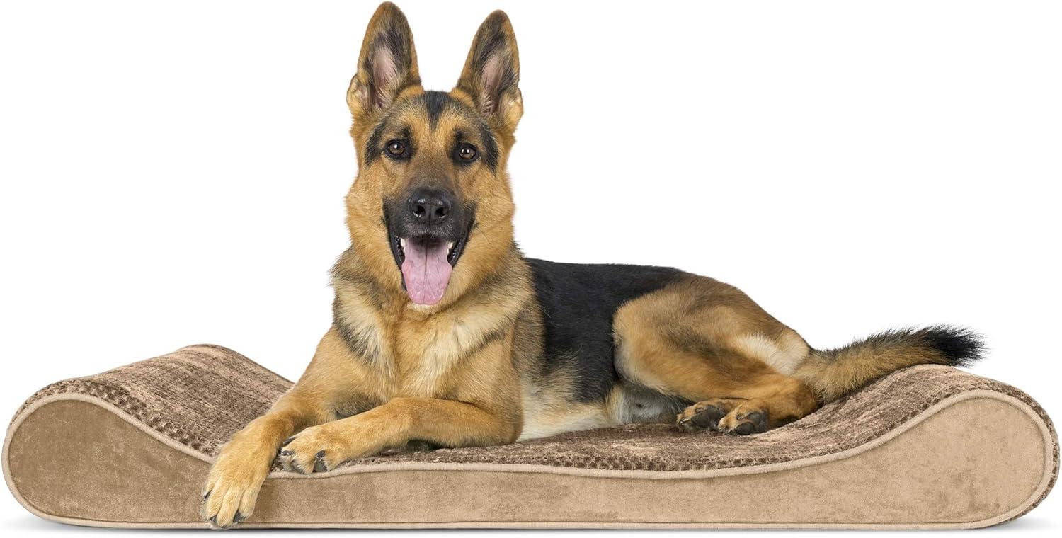 imageFurhaven Cooling Gel Dog Bed for Large Dogs w Removable Washable Cover For Dogs Up to 75 lbs Ultra Plush Faux Fur ampamp Suede Luxe Lounger Contour Mattress Chocolate JumboXLCamel