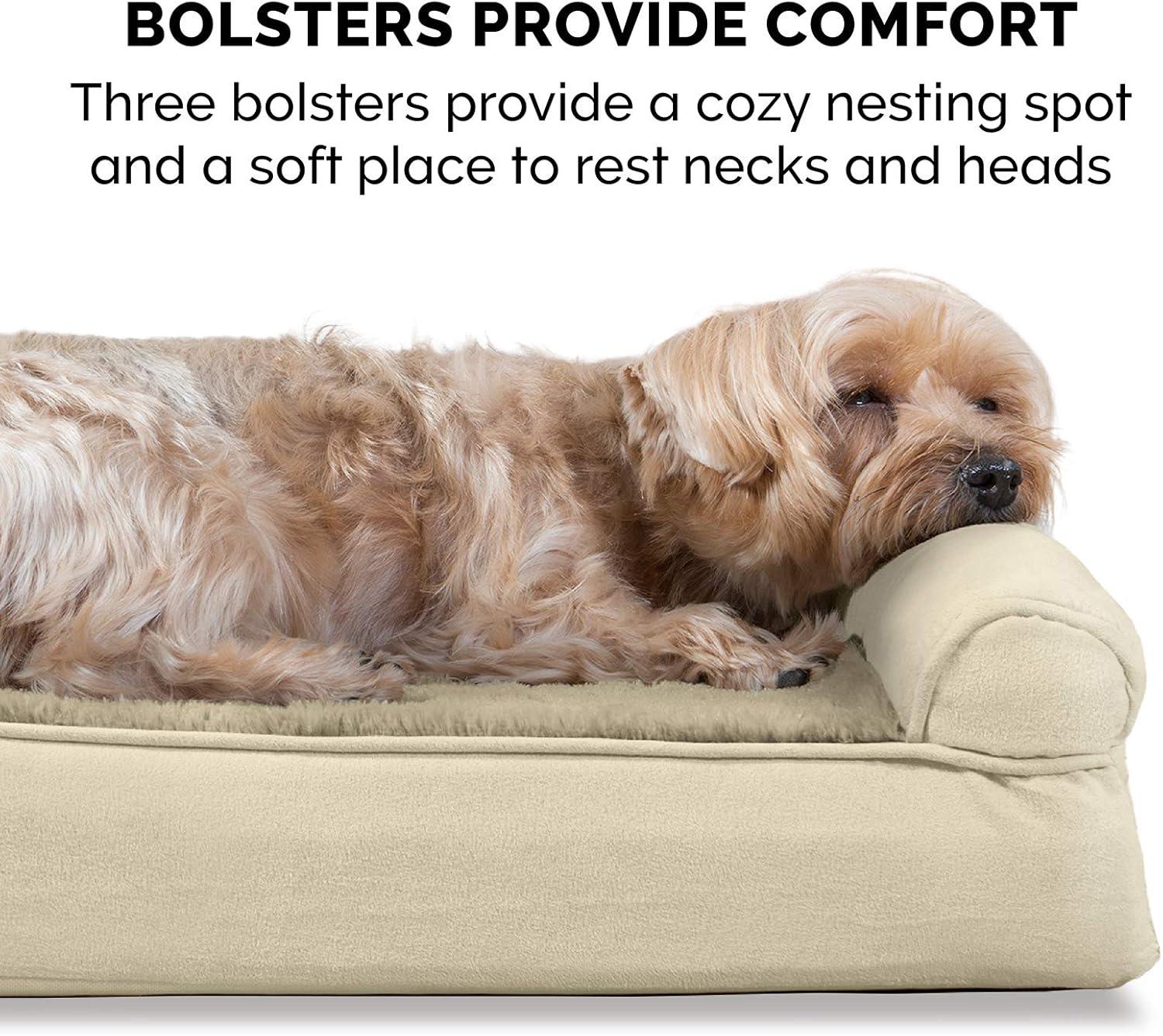 imageFurhaven Cooling Gel Dog Bed for Large Dogs w Removable Washable Cover For Dogs Up to 75 lbs Ultra Plush Faux Fur ampamp Suede Luxe Lounger Contour Mattress Chocolate JumboXLClay Plush Suede