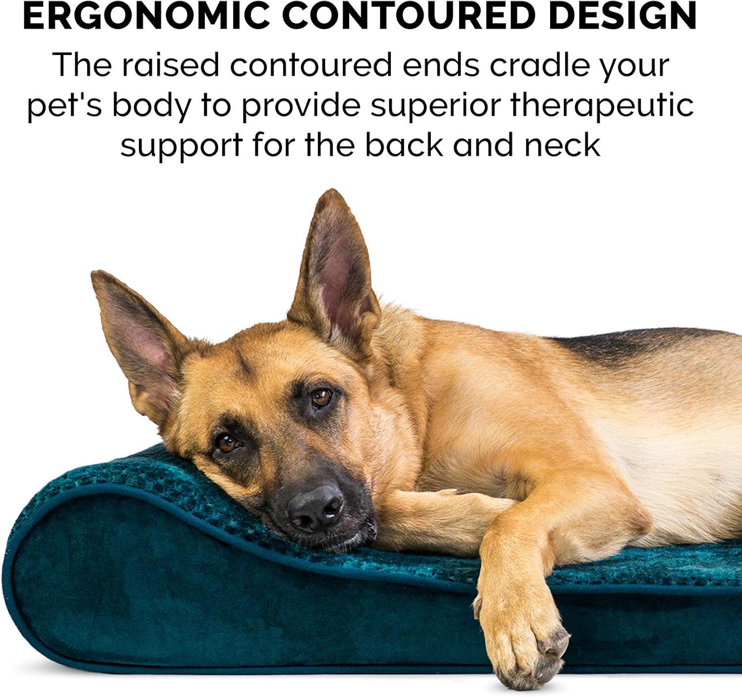 imageFurhaven Cooling Gel Dog Bed for Large Dogs w Removable Washable Cover For Dogs Up to 75 lbs Ultra Plush Faux Fur ampamp Suede Luxe Lounger Contour Mattress Chocolate JumboXLSpruce Blue