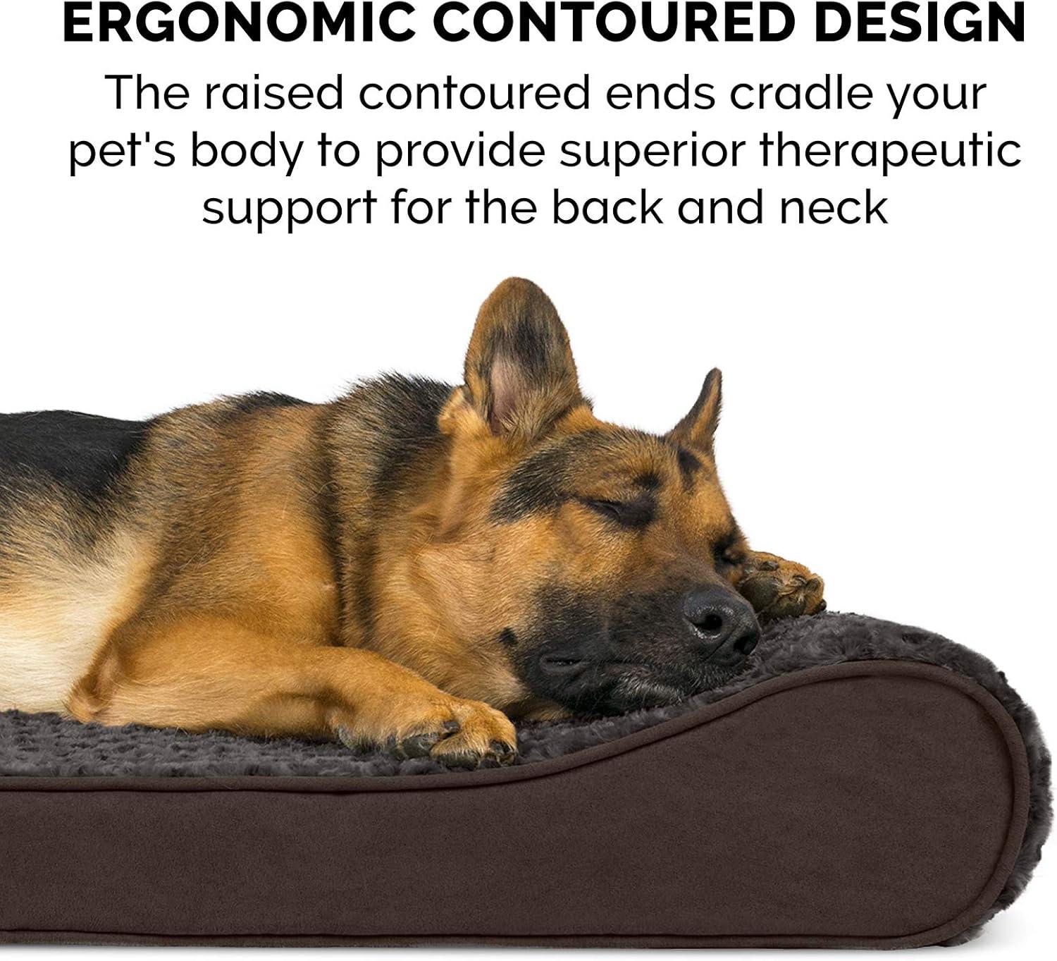 imageFurhaven Cooling Gel Dog Bed for Large Dogs w Removable Washable Cover For Dogs Up to 75 lbs Ultra Plush Faux Fur ampamp Suede Luxe Lounger Contour Mattress Chocolate JumboXLChocolate Ultra Plush Faux Fur Suede Luxe