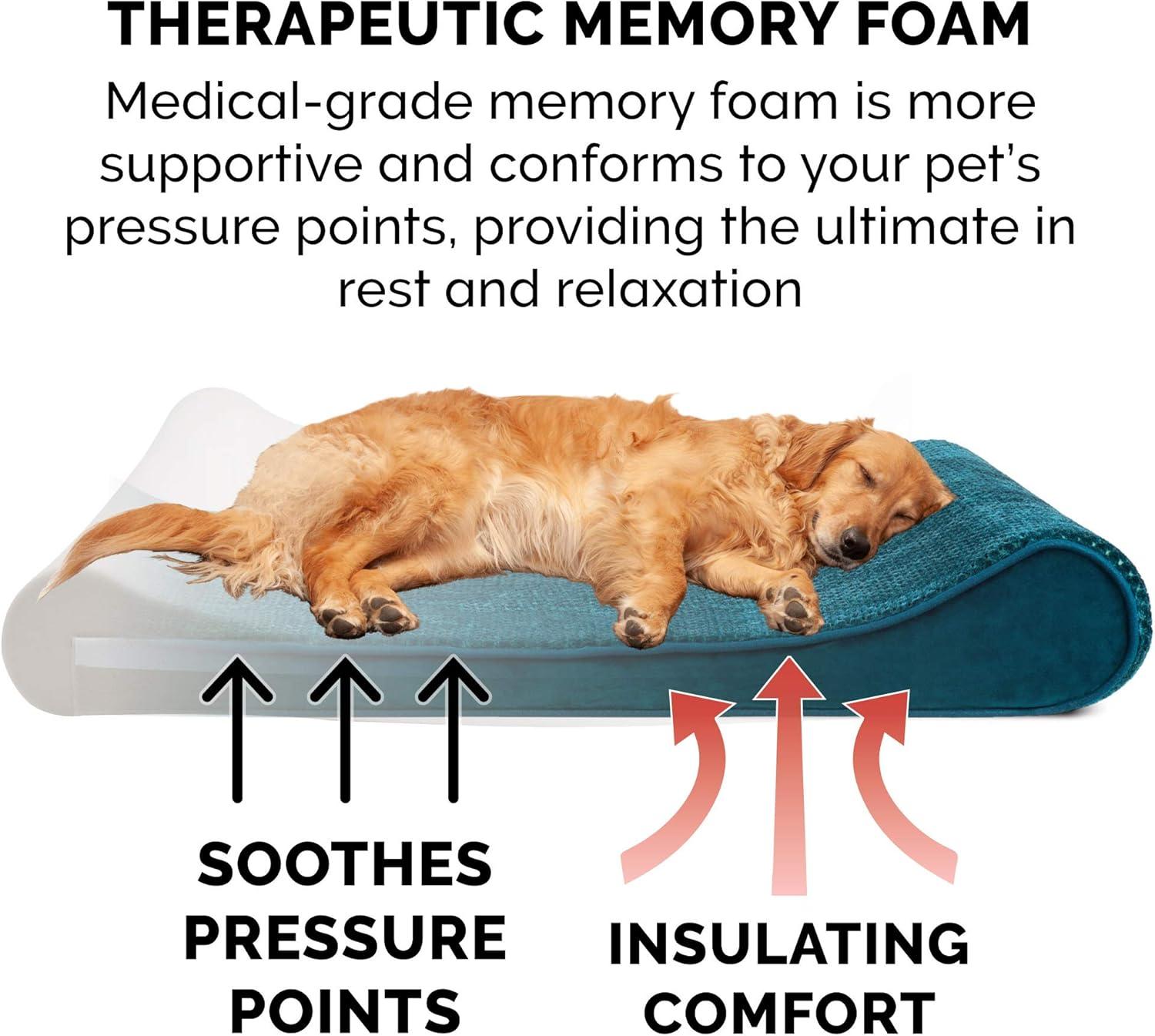 imageFurhaven Cooling Gel Dog Bed for Large Dogs w Removable Washable Cover For Dogs Up to 75 lbs Ultra Plush Faux Fur ampamp Suede Luxe Lounger Contour Mattress Chocolate JumboXLSpruce Blue