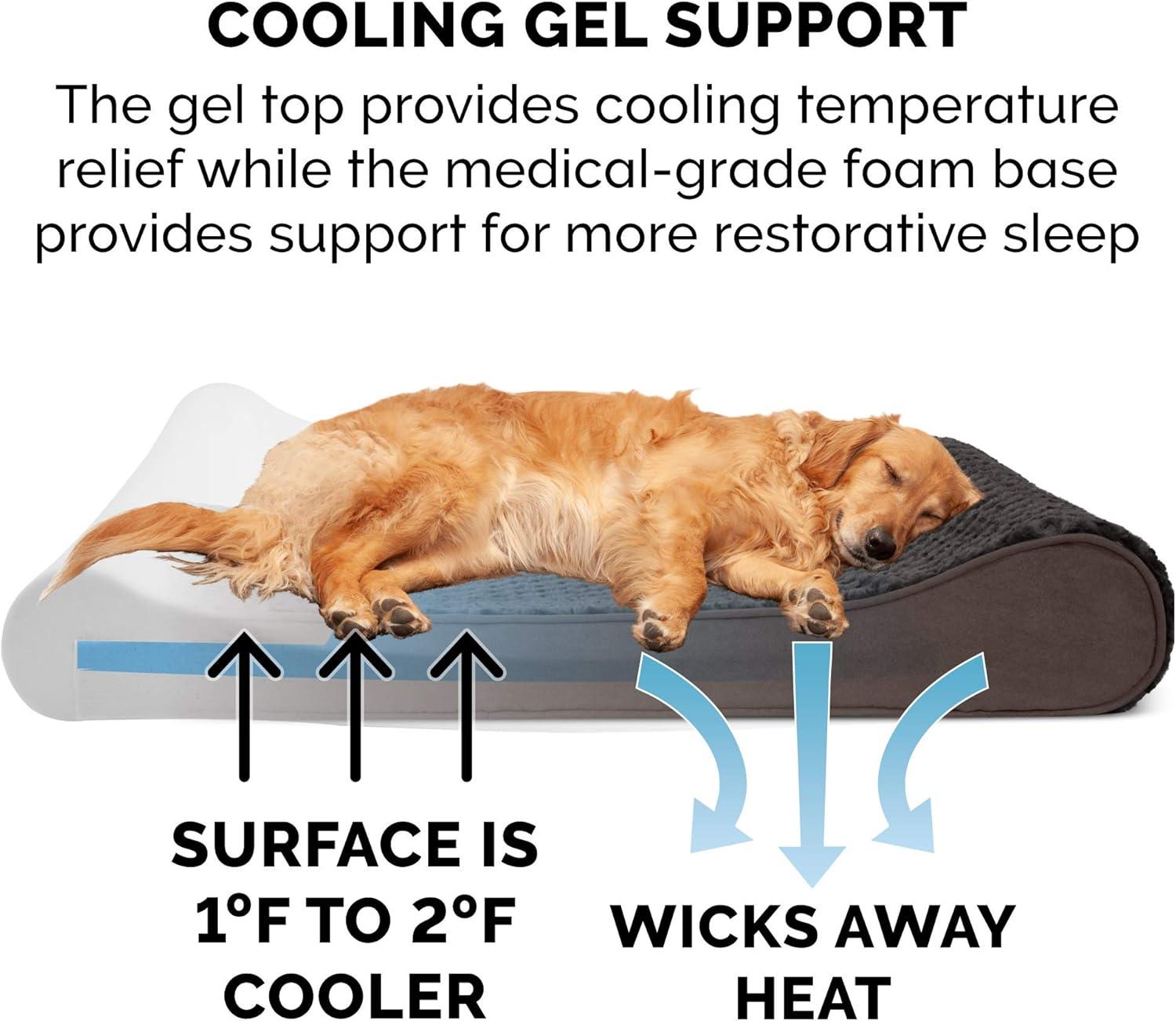 imageFurhaven Cooling Gel Dog Bed for Large Dogs w Removable Washable Cover For Dogs Up to 75 lbs Ultra Plush Faux Fur ampamp Suede Luxe Lounger Contour Mattress Chocolate JumboXLChocolate Ultra Plush Faux Fur Suede Luxe