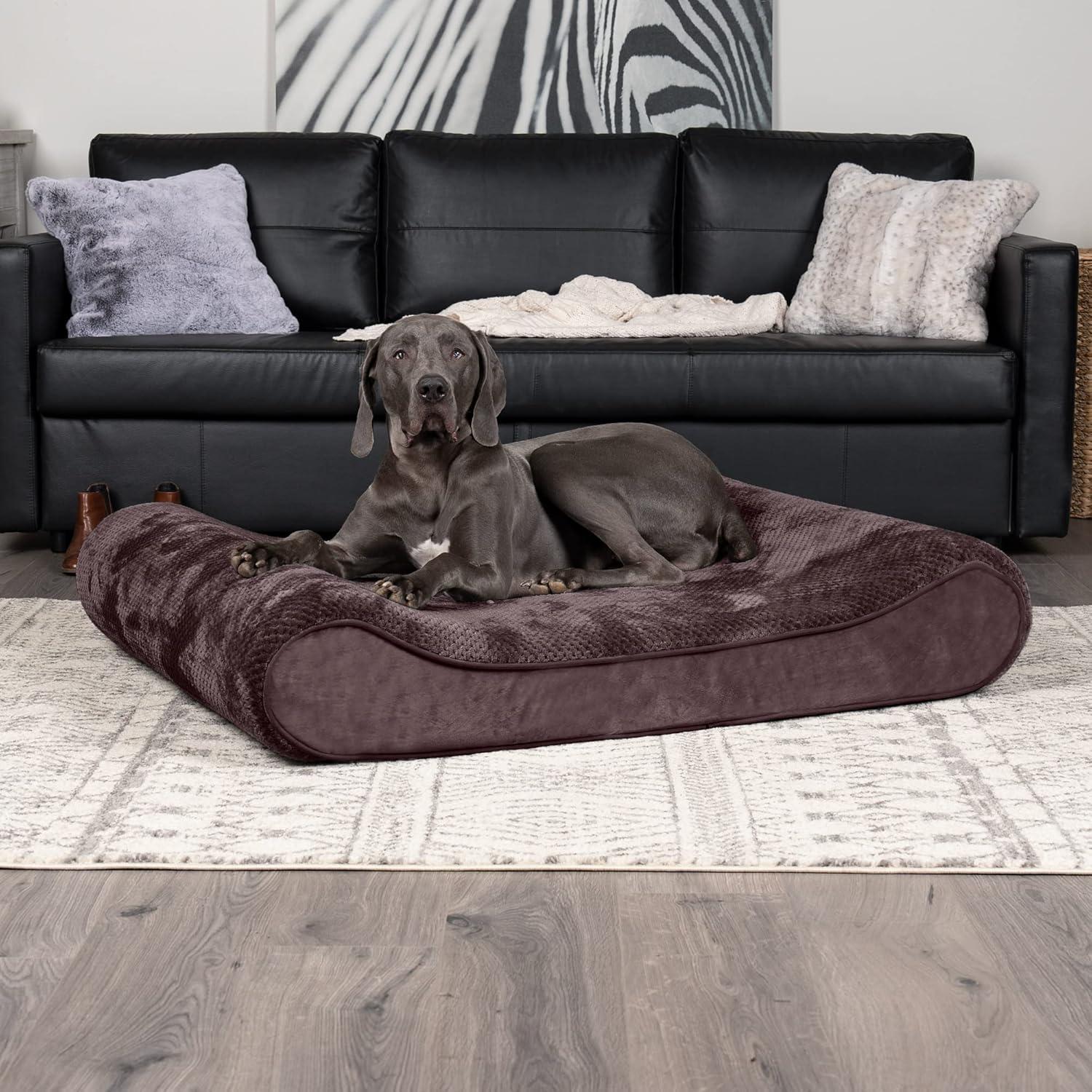 imageFurhaven Cooling Gel Dog Bed for Large Dogs w Removable Washable Cover For Dogs Up to 75 lbs Ultra Plush Faux Fur ampamp Suede Luxe Lounger Contour Mattress Chocolate JumboXLEspresso