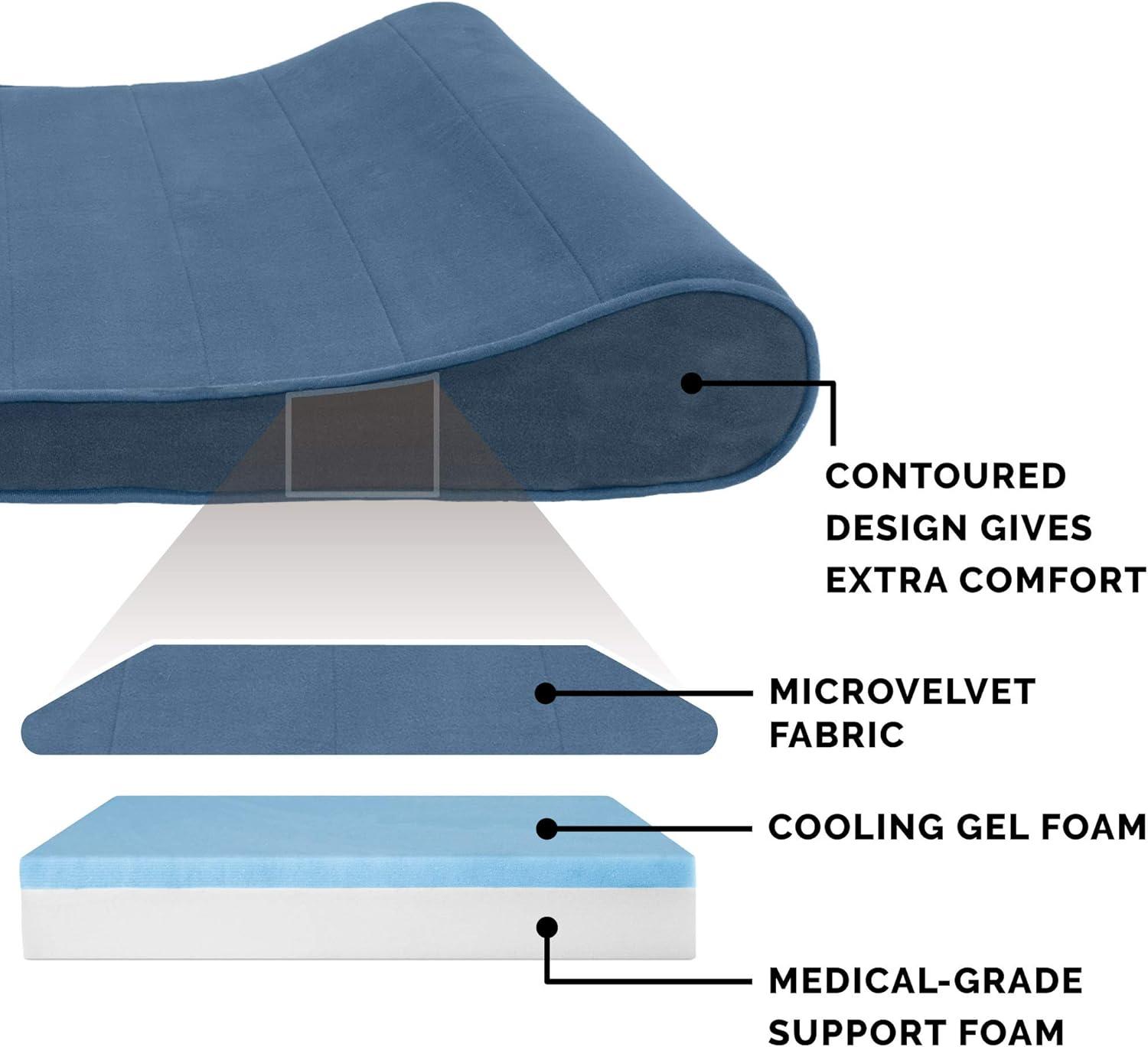 imageFurhaven Cooling Gel Dog Bed for Large Dogs w Removable Washable Cover For Dogs Up to 75 lbs Ultra Plush Faux Fur ampamp Suede Luxe Lounger Contour Mattress Chocolate JumboXLStellar Blue Microvelvet Luxe