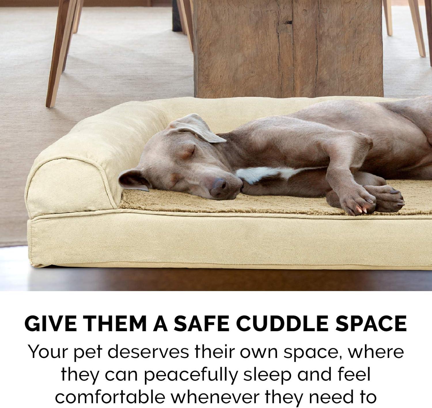 imageFurhaven Cooling Gel Dog Bed for Large Dogs w Removable Washable Cover For Dogs Up to 75 lbs Ultra Plush Faux Fur ampamp Suede Luxe Lounger Contour Mattress Chocolate JumboXLClay Plush Suede
