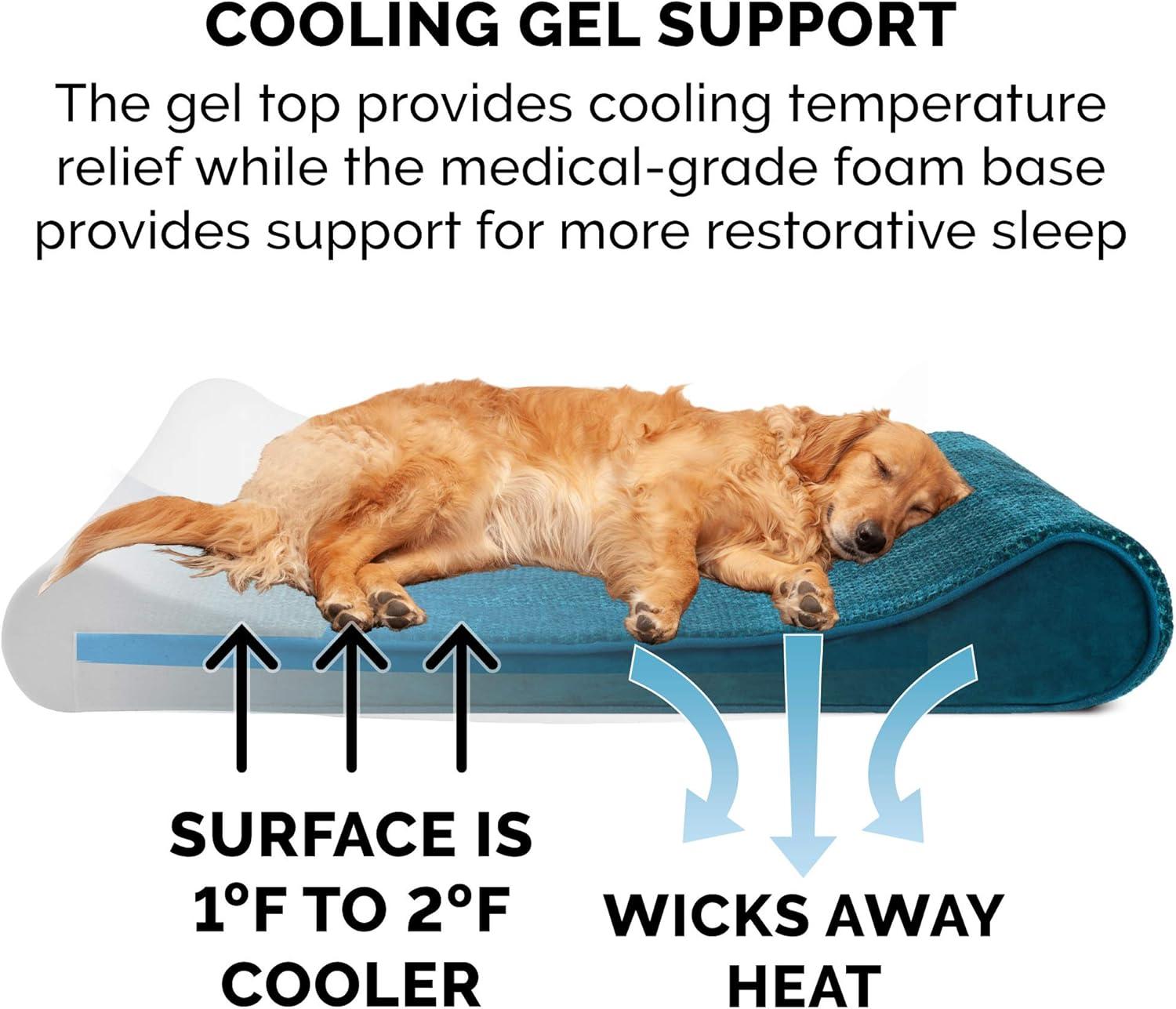 imageFurhaven Cooling Gel Dog Bed for Large Dogs w Removable Washable Cover For Dogs Up to 75 lbs Ultra Plush Faux Fur ampamp Suede Luxe Lounger Contour Mattress Chocolate JumboXLSpruce Blue Minky Plush Velvet Luxe