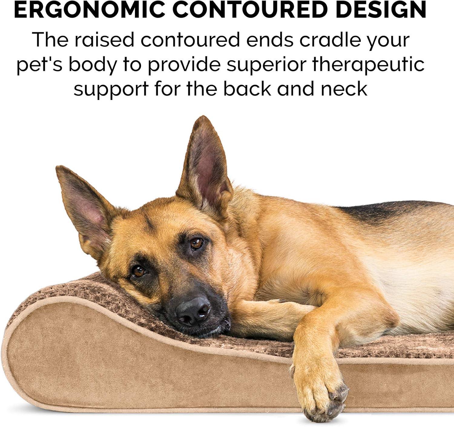 imageFurhaven Cooling Gel Dog Bed for Large Dogs w Removable Washable Cover For Dogs Up to 75 lbs Ultra Plush Faux Fur ampamp Suede Luxe Lounger Contour Mattress Chocolate JumboXLCamel