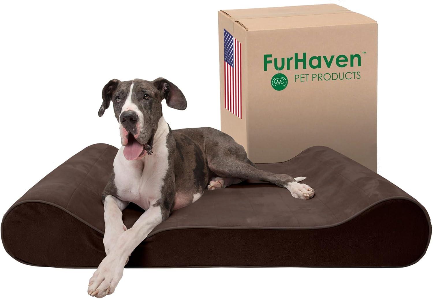 imageFurhaven Cooling Gel Dog Bed for Large Dogs w Removable Washable Cover For Dogs Up to 75 lbs Ultra Plush Faux Fur ampamp Suede Luxe Lounger Contour Mattress Chocolate JumboXLEspresso