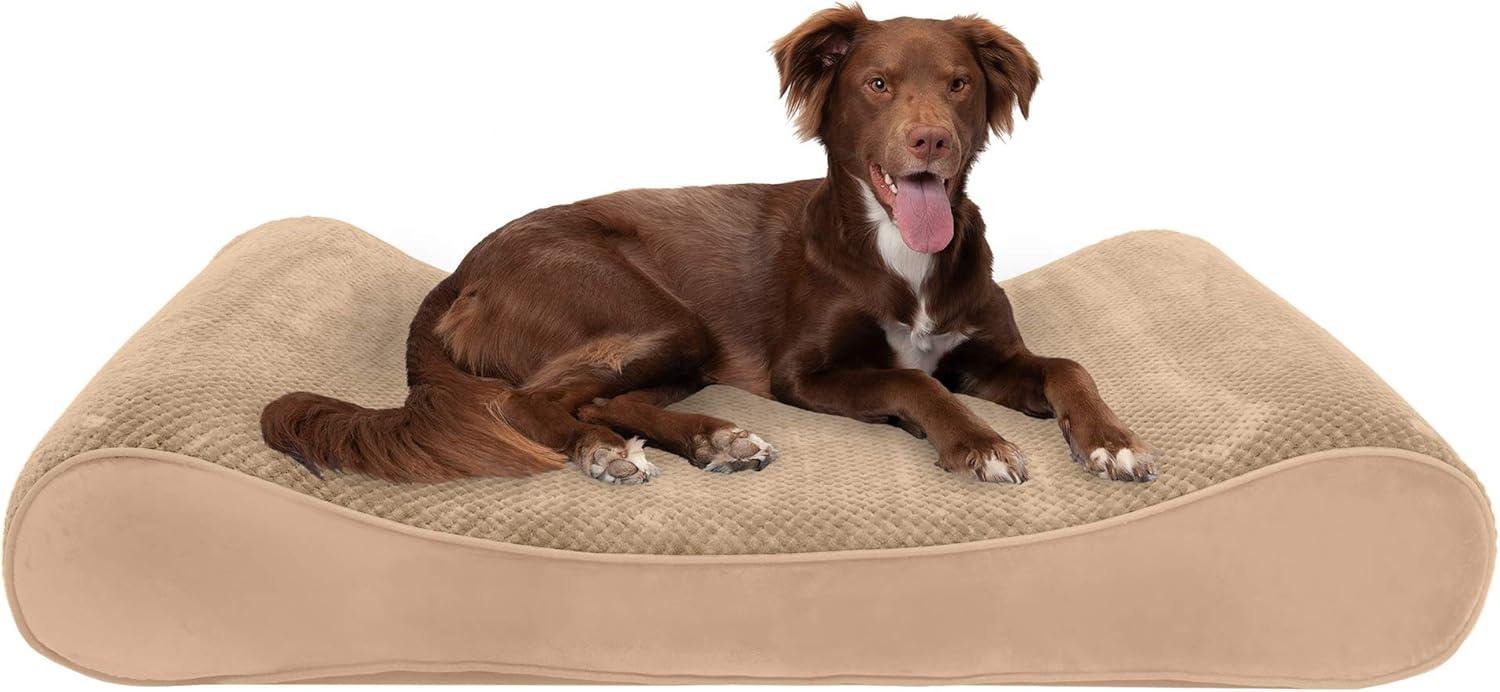 imageFurhaven Cooling Gel Dog Bed for Large Dogs w Removable Washable Cover For Dogs Up to 75 lbs Ultra Plush Faux Fur ampamp Suede Luxe Lounger Contour Mattress Chocolate JumboXLCamel