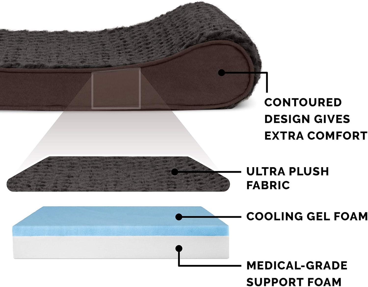 imageFurhaven Cooling Gel Dog Bed for Large Dogs w Removable Washable Cover For Dogs Up to 75 lbs Ultra Plush Faux Fur ampamp Suede Luxe Lounger Contour Mattress Chocolate JumboXLChocolate