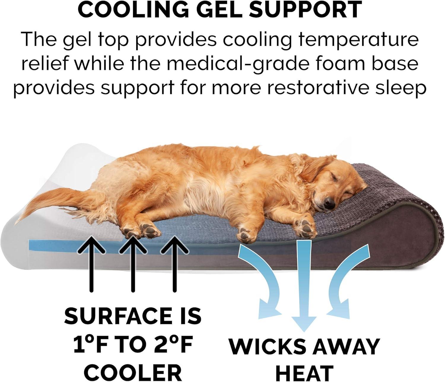 imageFurhaven Cooling Gel Dog Bed for Large Dogs w Removable Washable Cover For Dogs Up to 75 lbs Ultra Plush Faux Fur ampamp Suede Luxe Lounger Contour Mattress Chocolate JumboXLEspresso