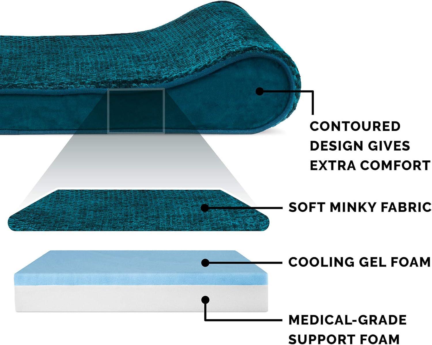 imageFurhaven Cooling Gel Dog Bed for Large Dogs w Removable Washable Cover For Dogs Up to 75 lbs Ultra Plush Faux Fur ampamp Suede Luxe Lounger Contour Mattress Chocolate JumboXLSpruce Blue