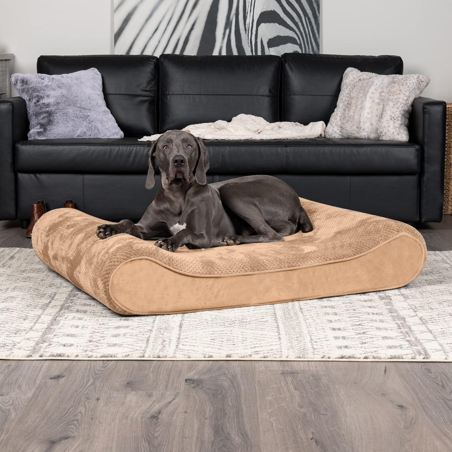 imageFurhaven Cooling Gel Dog Bed for Large Dogs w Removable Washable Cover For Dogs Up to 75 lbs Ultra Plush Faux Fur ampamp Suede Luxe Lounger Contour Mattress Chocolate JumboXLCamel