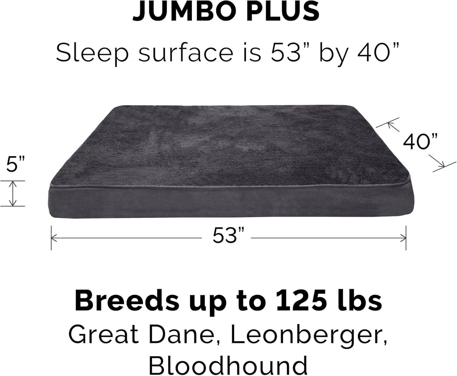 imageFurhaven Cooling Gel Dog Bed for Large Dogs w Removable Washable Cover For Dogs Up to 95 lbs Ultra Plush Faux Fur ampamp Suede Mattress Gray JumboXXLTerry Suede Gray