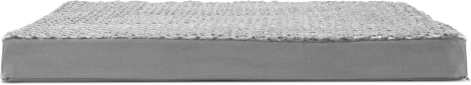 imageFurhaven Cooling Gel Dog Bed for Large Dogs w Removable Washable Cover For Dogs Up to 95 lbs Ultra Plush Faux Fur ampamp Suede Mattress Gray JumboXXLUltra Plush Curly Faux Fur Gray