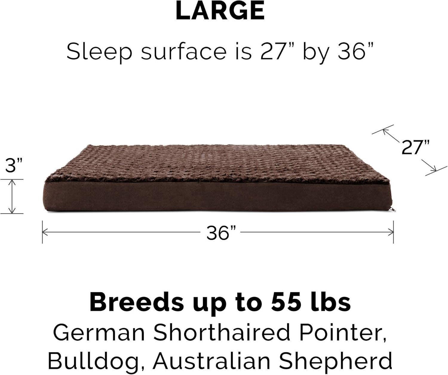 imageFurhaven Cooling Gel Dog Bed for Large Dogs w Removable Washable Cover For Dogs Up to 95 lbs Ultra Plush Faux Fur ampamp Suede Mattress Gray JumboXXLUltra Plush Curly Faux Fur Chocolate