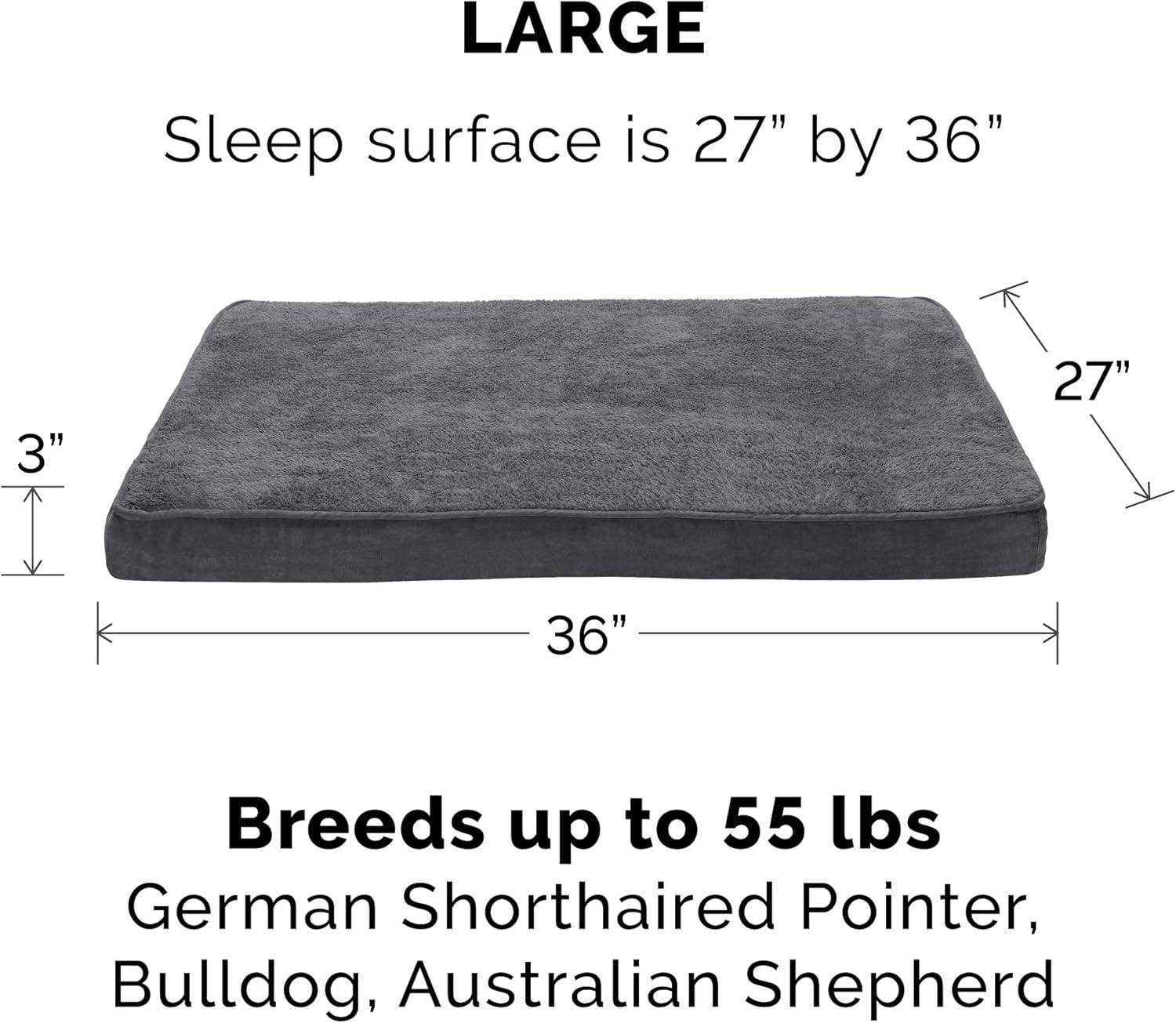 imageFurhaven Cooling Gel Dog Bed for Large Dogs w Removable Washable Cover For Dogs Up to 95 lbs Ultra Plush Faux Fur ampamp Suede Mattress Gray JumboXXLTerry Suede Gray