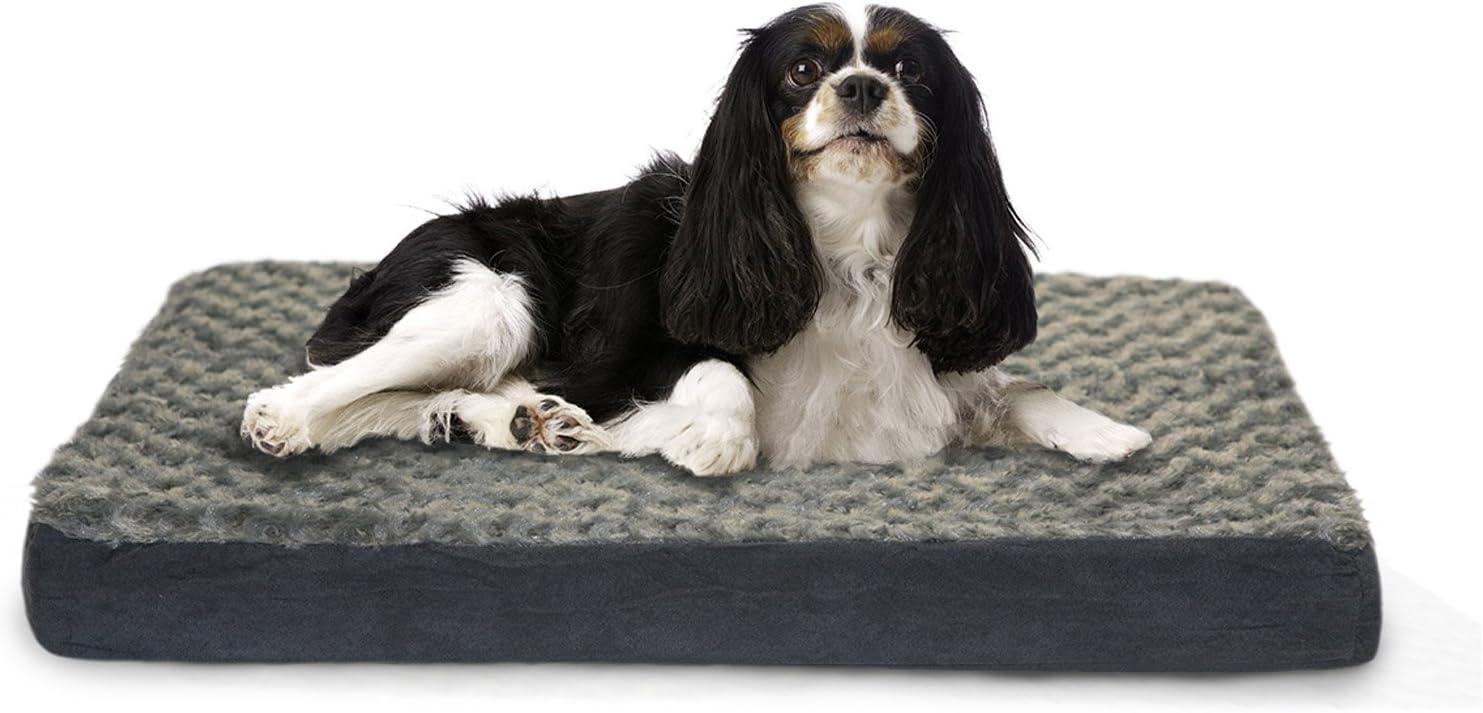 imageFurhaven Cooling Gel Dog Bed for Large Dogs w Removable Washable Cover For Dogs Up to 95 lbs Ultra Plush Faux Fur ampamp Suede Mattress Gray JumboXXLUltra Plush Curly Faux Fur Cream