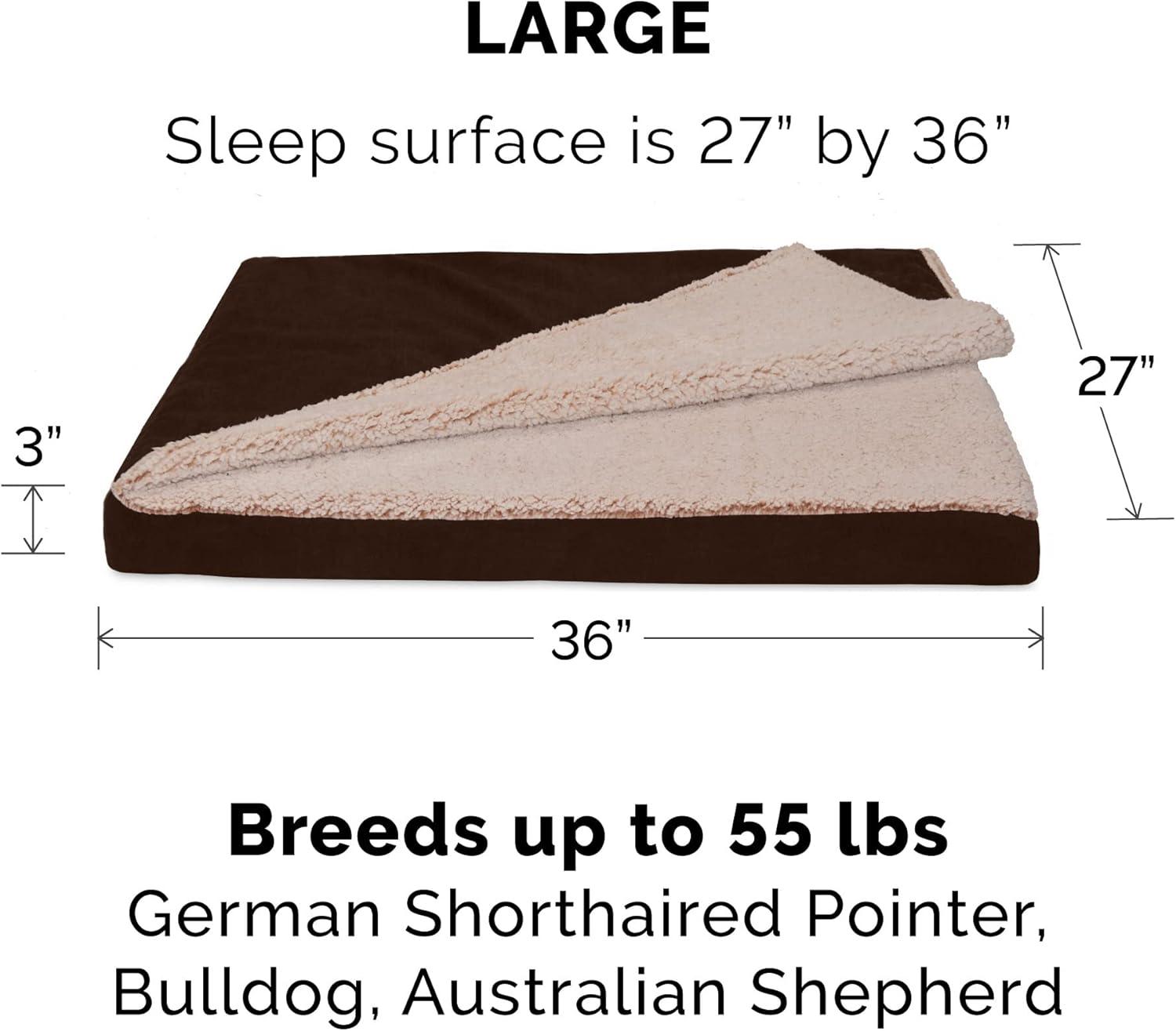 imageFurhaven Cooling Gel Dog Bed for Large Dogs w Removable Washable Cover For Dogs Up to 95 lbs Ultra Plush Faux Fur ampamp Suede Mattress Gray JumboXXLBlanket Top Berber Suede Espresso