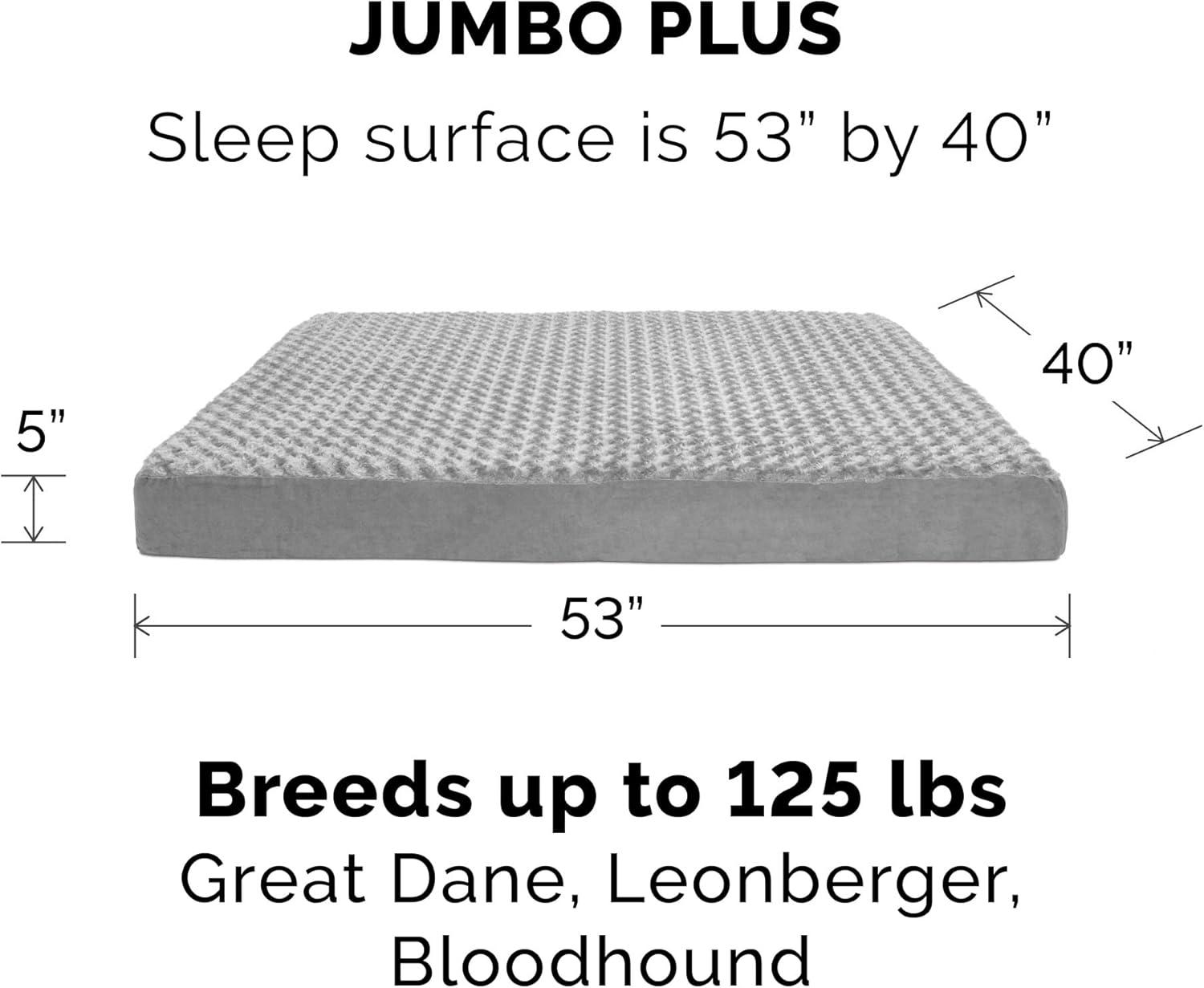imageFurhaven Cooling Gel Dog Bed for Large Dogs w Removable Washable Cover For Dogs Up to 95 lbs Ultra Plush Faux Fur ampamp Suede Mattress Gray JumboXXLUltra Plush Curly Faux Fur Gray