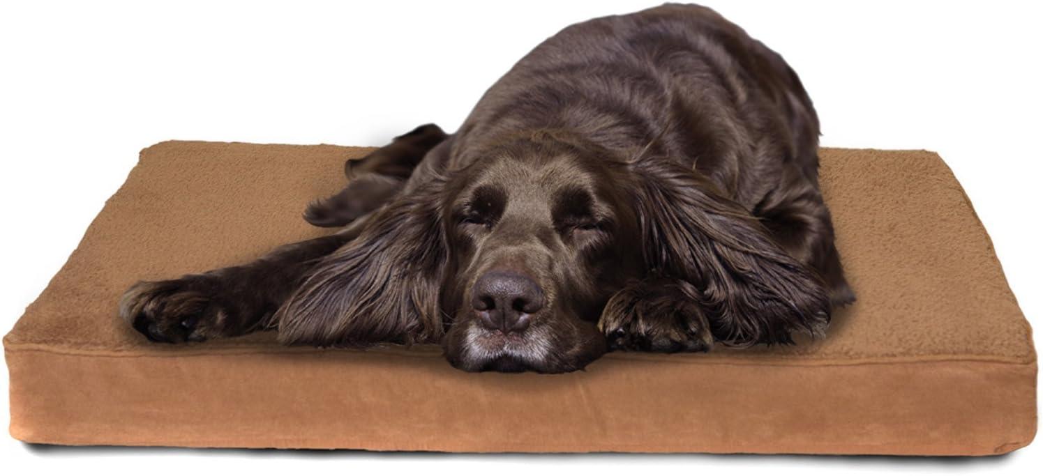imageFurhaven Cooling Gel Dog Bed for Large Dogs w Removable Washable Cover For Dogs Up to 95 lbs Ultra Plush Faux Fur ampamp Suede Mattress Gray JumboXXLTerry Suede Espresso