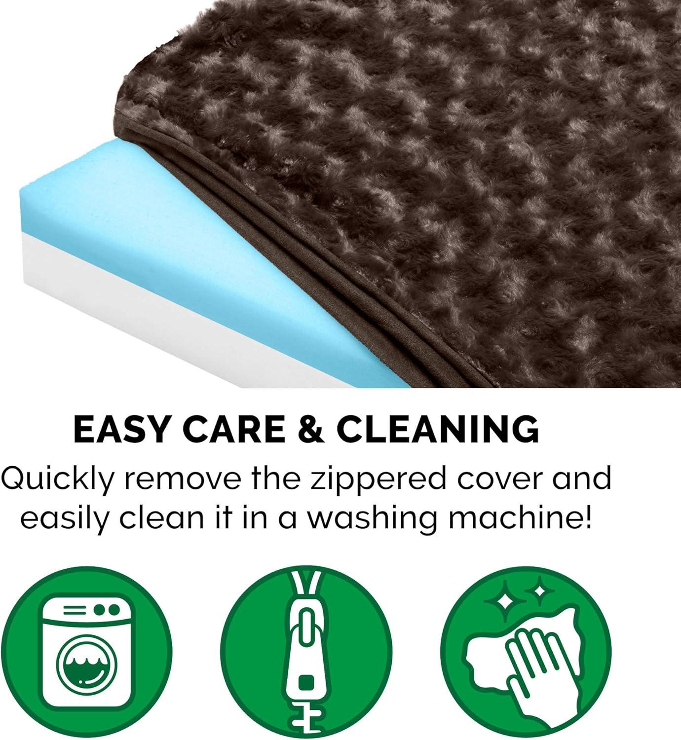imageFurhaven Cooling Gel Dog Bed for Large Dogs w Removable Washable Cover For Dogs Up to 95 lbs Ultra Plush Faux Fur ampamp Suede Mattress Gray JumboXXLUltra Plush Curly Faux Fur Chocolate