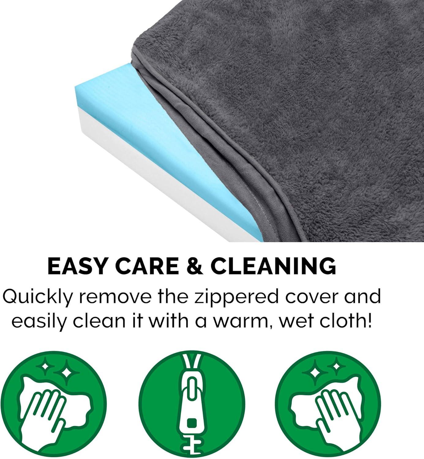 imageFurhaven Cooling Gel Dog Bed for Large Dogs w Removable Washable Cover For Dogs Up to 95 lbs Ultra Plush Faux Fur ampamp Suede Mattress Gray JumboXXLTerry Suede Gray