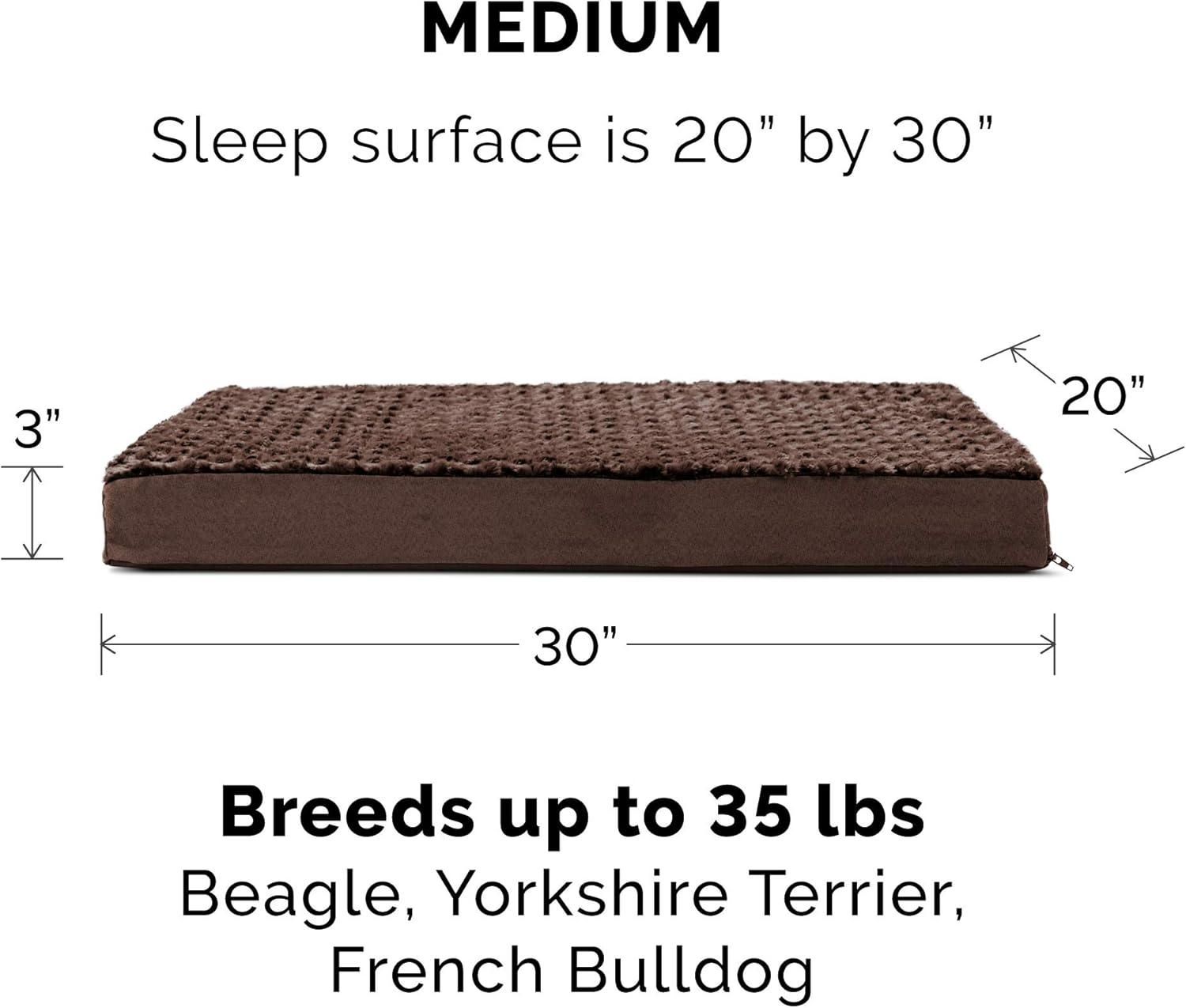 imageFurhaven Cooling Gel Dog Bed for Large Dogs w Removable Washable Cover For Dogs Up to 95 lbs Ultra Plush Faux Fur ampamp Suede Mattress Gray JumboXXLUltra Plush Curly Faux Fur Chocolate