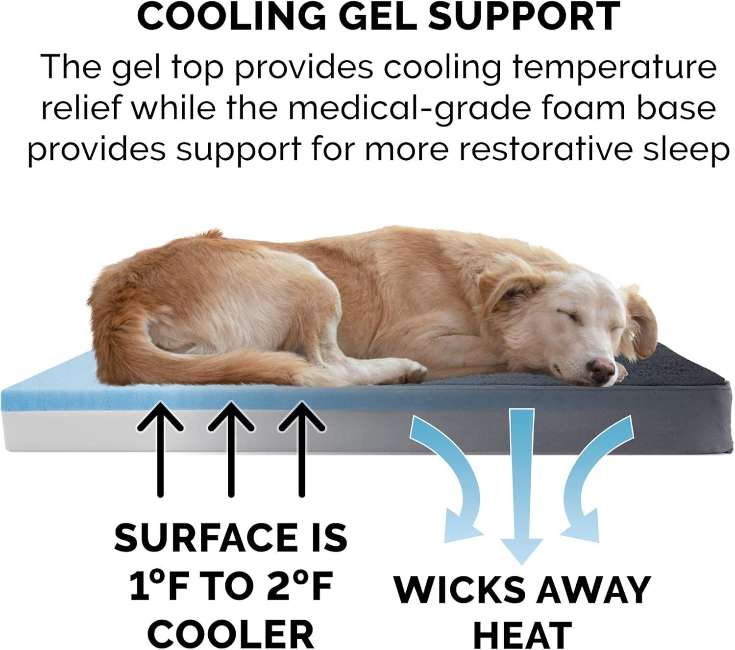 imageFurhaven Cooling Gel Dog Bed for Large Dogs w Removable Washable Cover For Dogs Up to 95 lbs Ultra Plush Faux Fur ampamp Suede Mattress Gray JumboXXLTerry Suede Gray