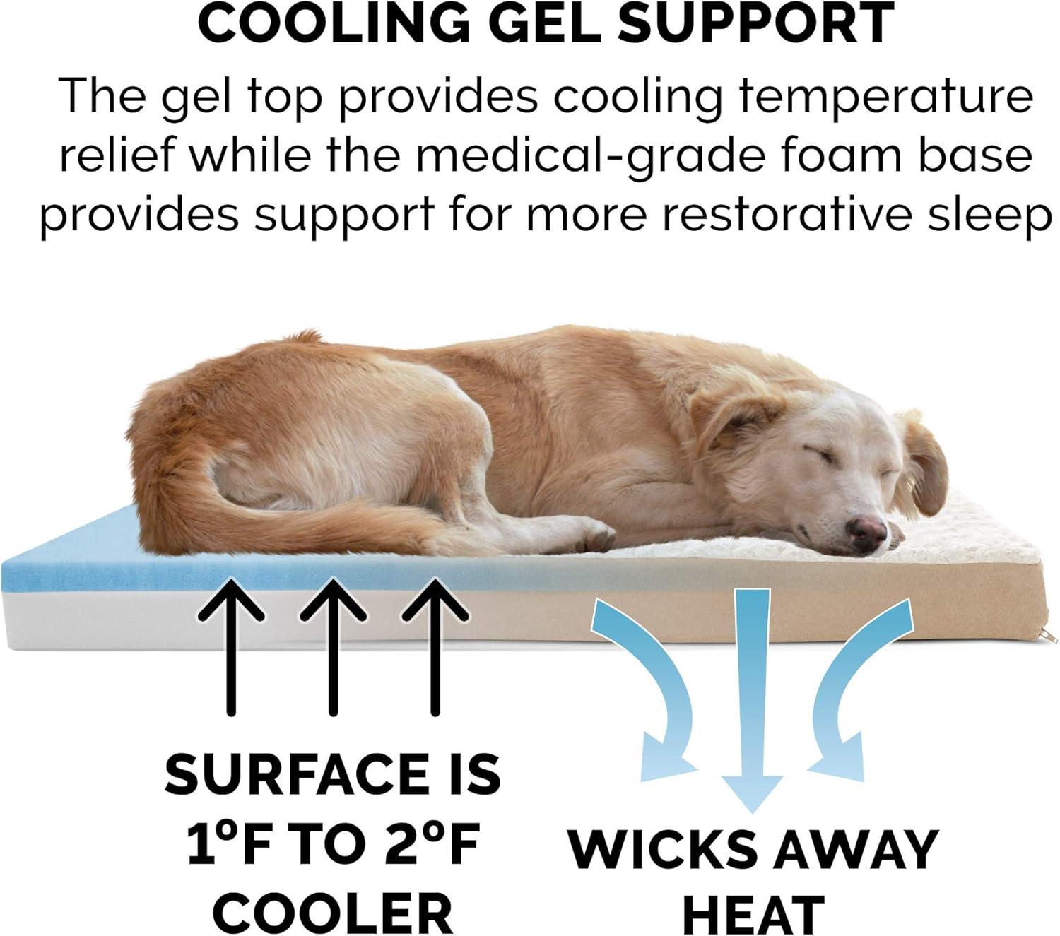 imageFurhaven Cooling Gel Dog Bed for Large Dogs w Removable Washable Cover For Dogs Up to 95 lbs Ultra Plush Faux Fur ampamp Suede Mattress Gray JumboXXLUltra Plush Curly Faux Fur Cream