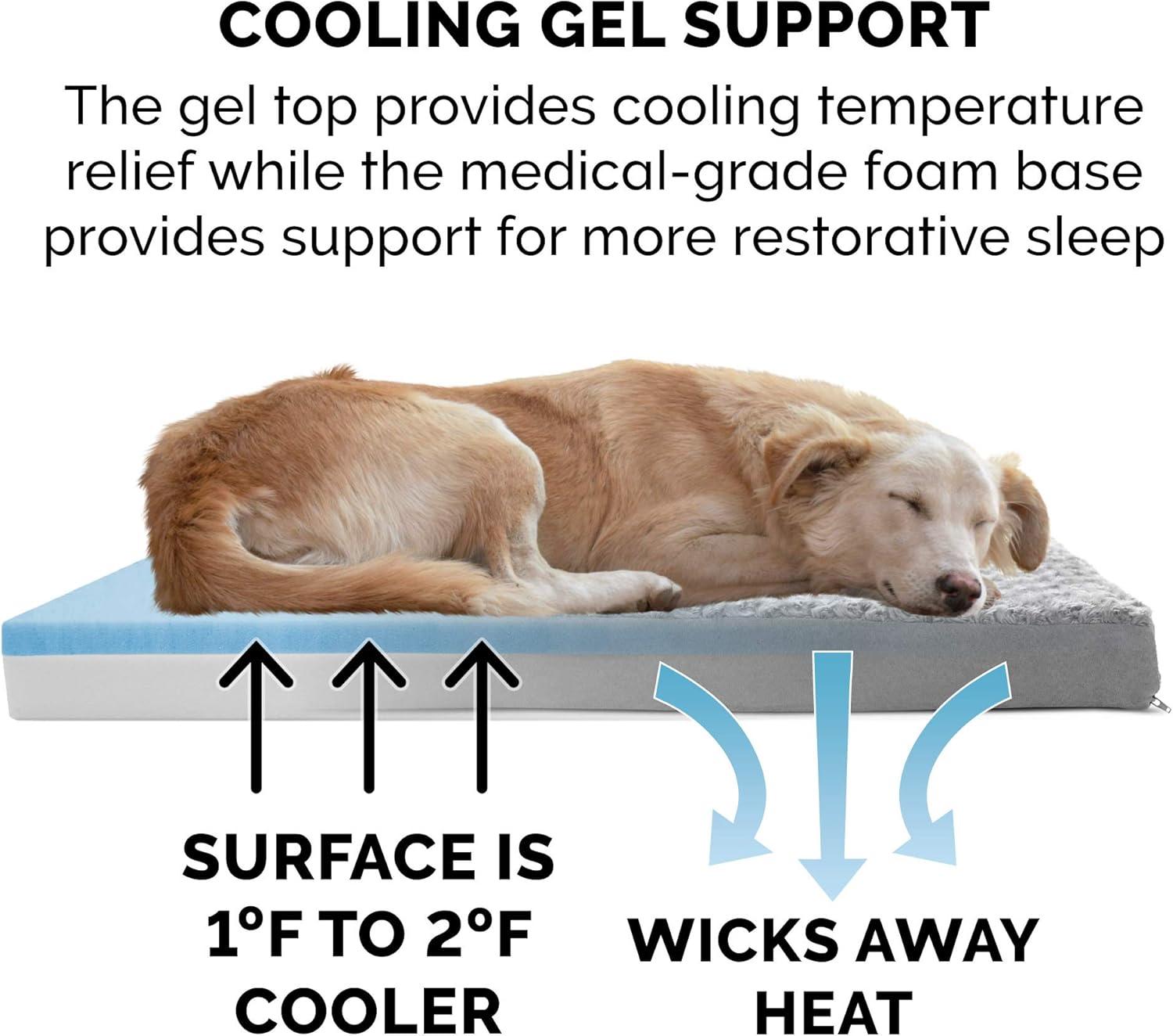 imageFurhaven Cooling Gel Dog Bed for Large Dogs w Removable Washable Cover For Dogs Up to 95 lbs Ultra Plush Faux Fur ampamp Suede Mattress Gray JumboXXLUltra Plush Curly Faux Fur Gray