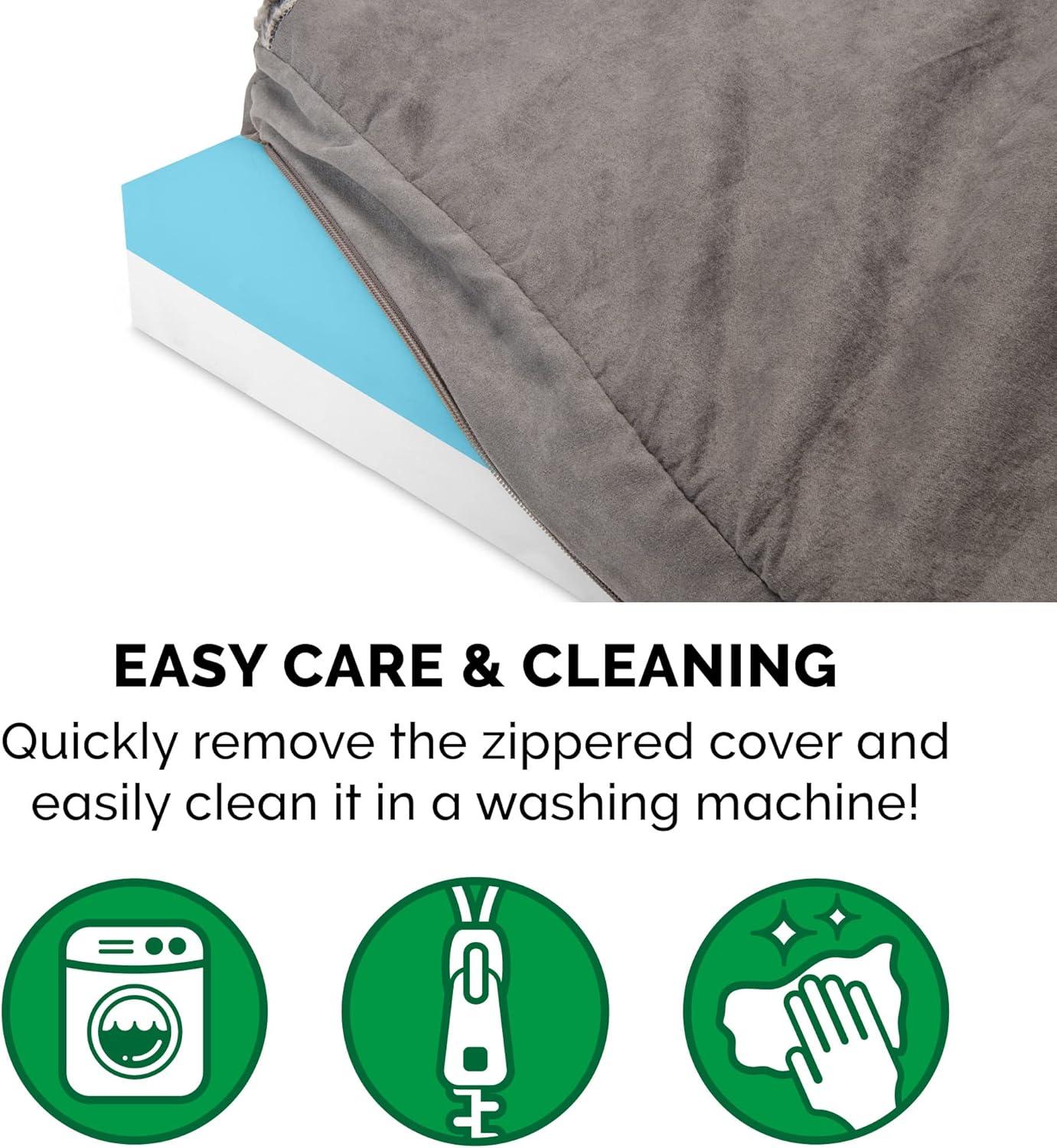 imageFurhaven Cooling Gel Dog Bed for Large Dogs w Removable Washable Cover For Dogs Up to 95 lbs Ultra Plush Faux Fur ampamp Suede Mattress Gray JumboXXLBlanket Top Berber Suede Gray