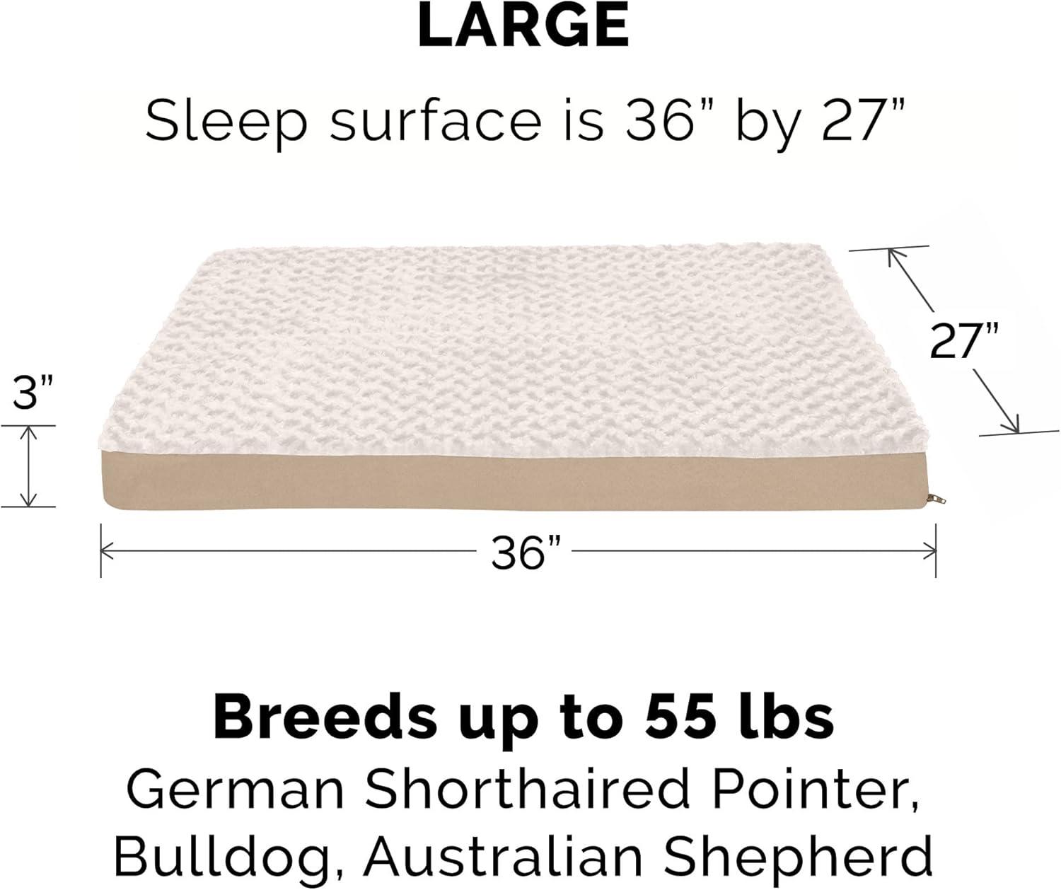 imageFurhaven Cooling Gel Dog Bed for Large Dogs w Removable Washable Cover For Dogs Up to 95 lbs Ultra Plush Faux Fur ampamp Suede Mattress Gray JumboXXLUltra Plush Curly Faux Fur Cream