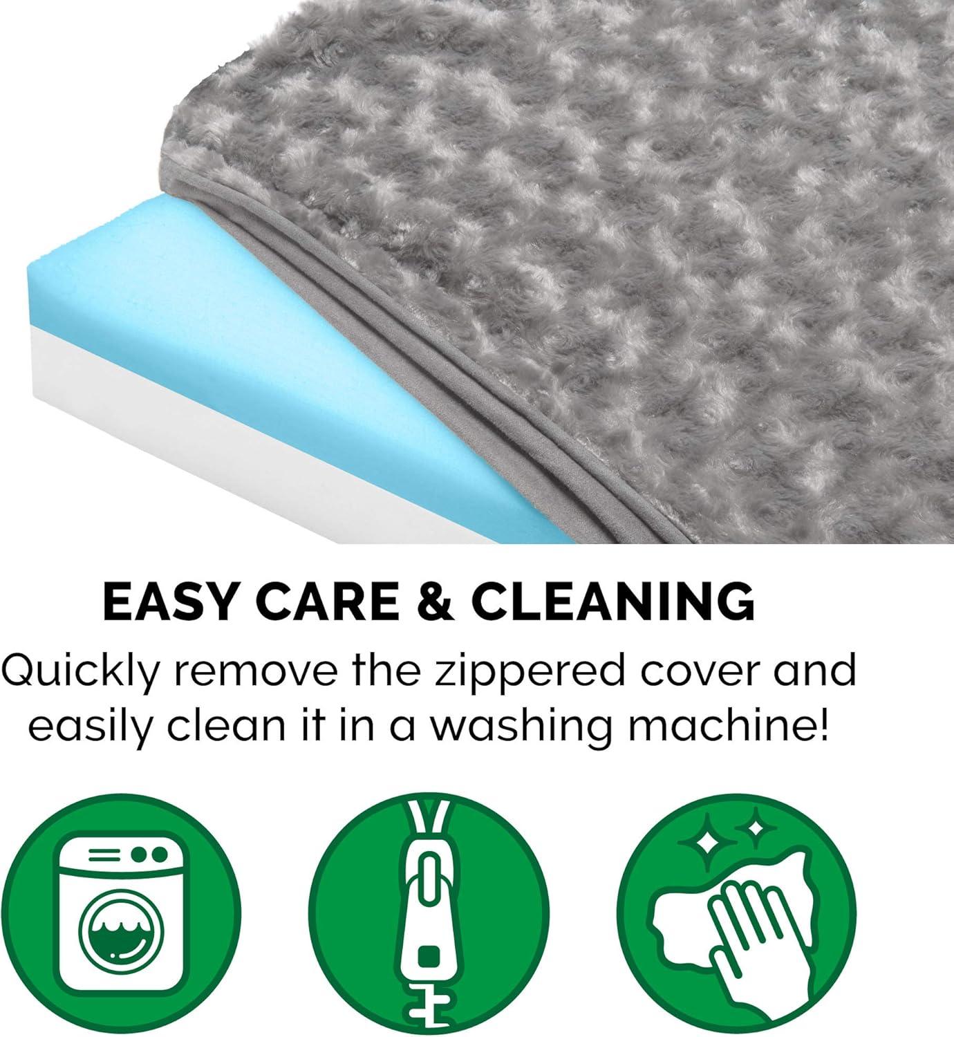 imageFurhaven Cooling Gel Dog Bed for Large Dogs w Removable Washable Cover For Dogs Up to 95 lbs Ultra Plush Faux Fur ampamp Suede Mattress Gray JumboXXLUltra Plush Curly Faux Fur Gray