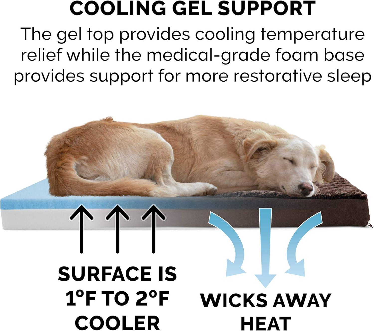 imageFurhaven Cooling Gel Dog Bed for Large Dogs w Removable Washable Cover For Dogs Up to 95 lbs Ultra Plush Faux Fur ampamp Suede Mattress Gray JumboXXLUltra Plush Curly Faux Fur Chocolate