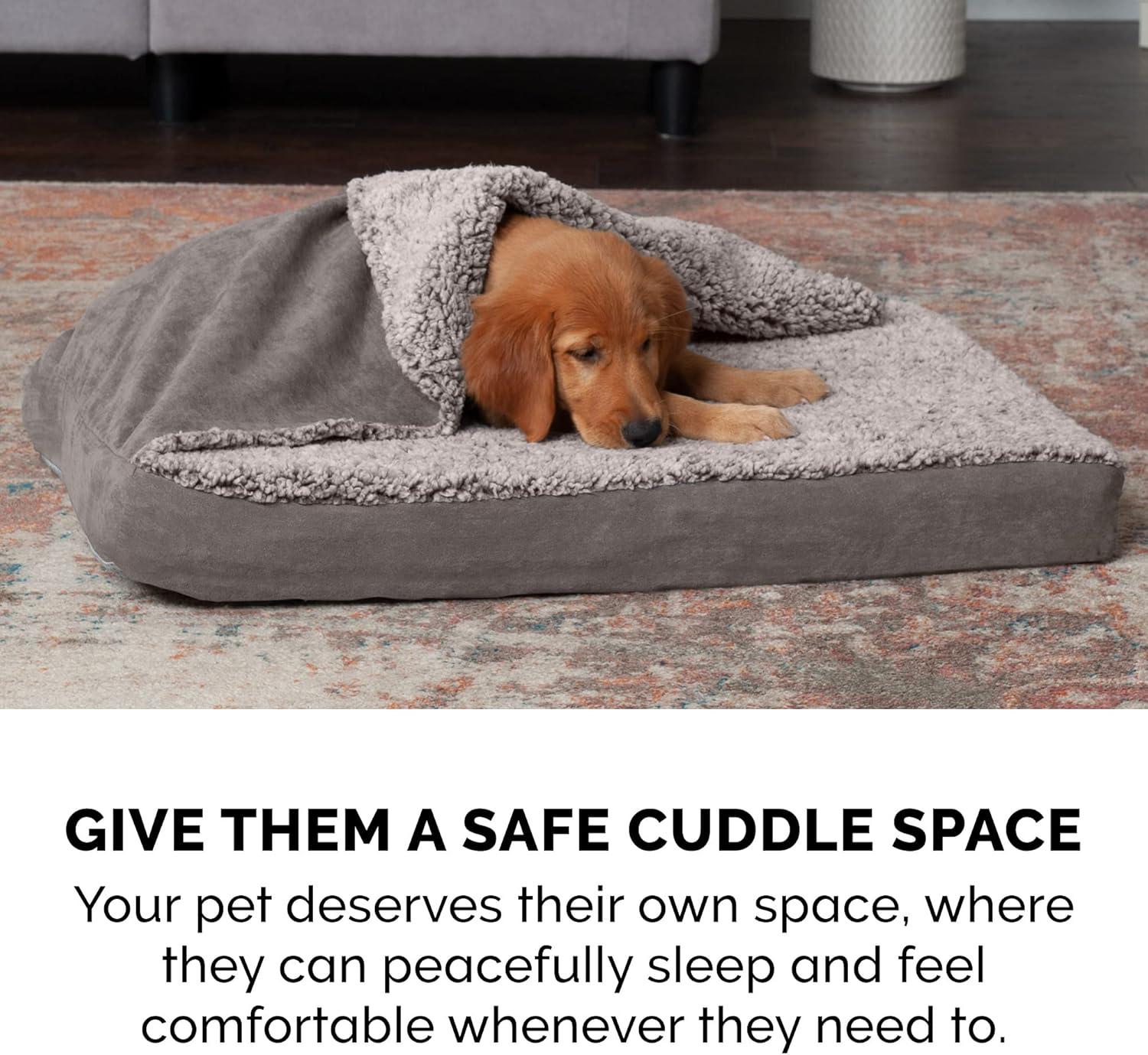 imageFurhaven Cooling Gel Dog Bed for Large Dogs w Removable Washable Cover For Dogs Up to 95 lbs Ultra Plush Faux Fur ampamp Suede Mattress Gray JumboXXLBlanket Top Berber Suede Gray