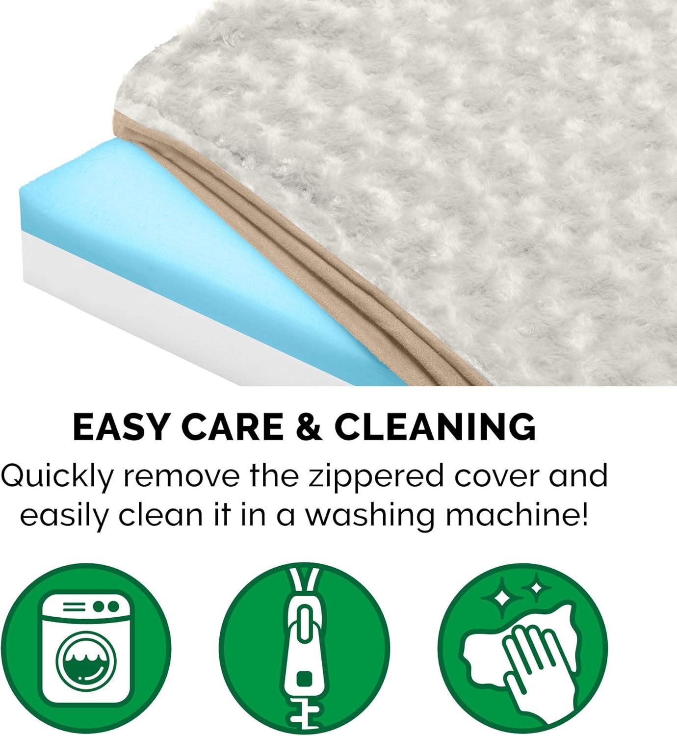 imageFurhaven Cooling Gel Dog Bed for Large Dogs w Removable Washable Cover For Dogs Up to 95 lbs Ultra Plush Faux Fur ampamp Suede Mattress Gray JumboXXLUltra Plush Curly Faux Fur Cream
